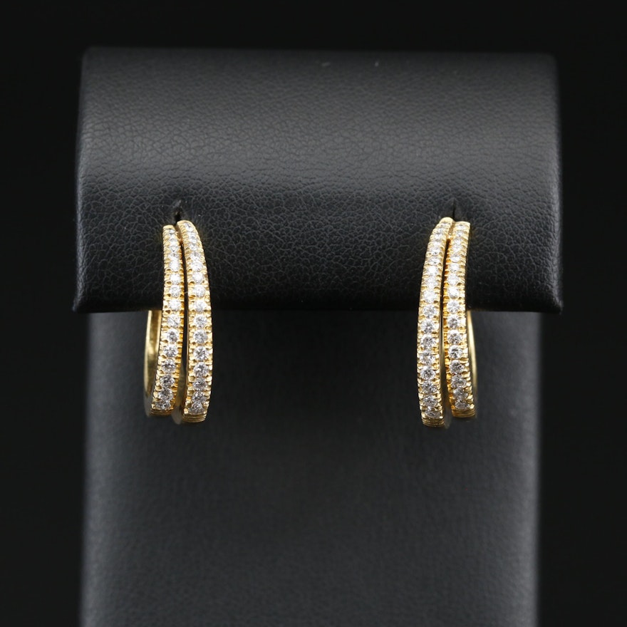 18K Diamond Hoop Earrings