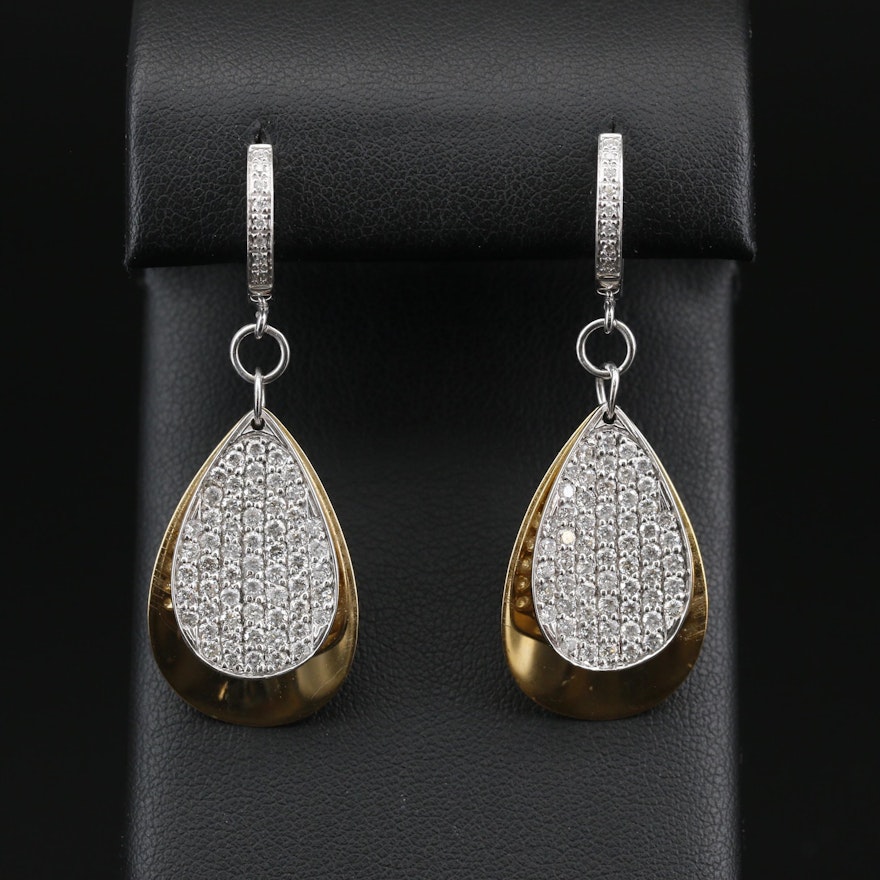 18K 2.18 CTW Diamond Dangle Earrings