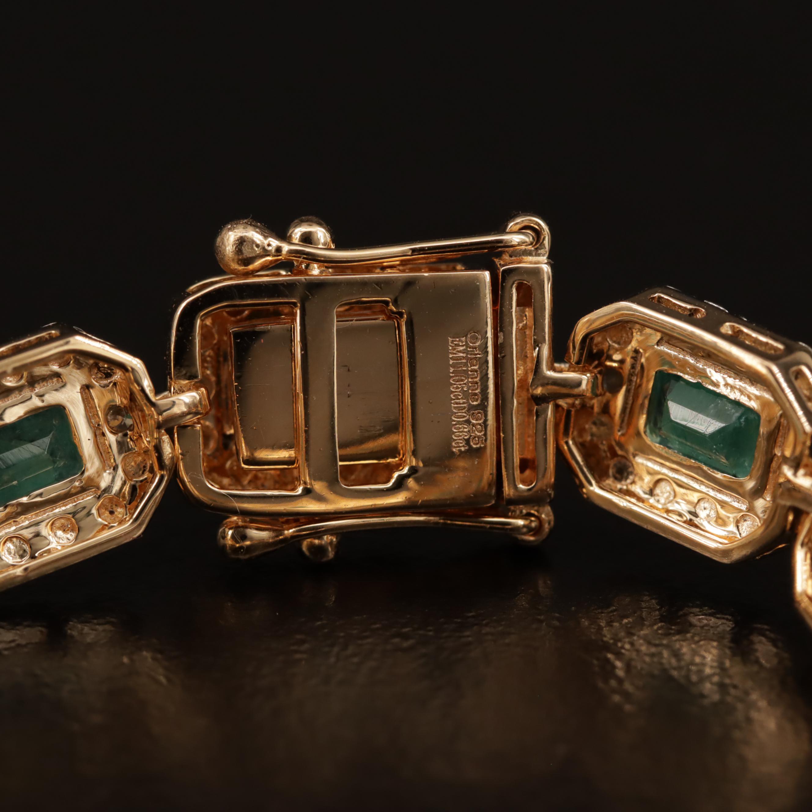 Sterling Emerald and Diamond Bracelet