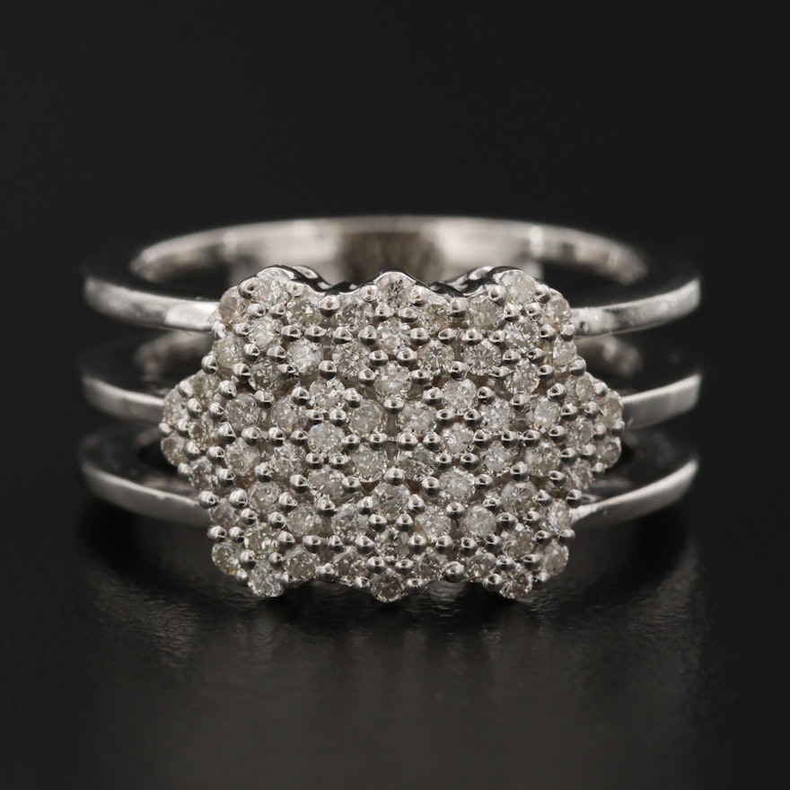 14K Diamond Hexagonal Band