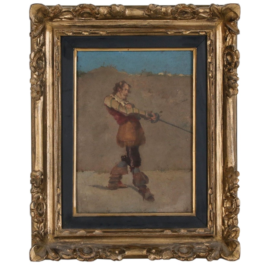 Portrait of Cavalier Oil Painting, Early 20th Century