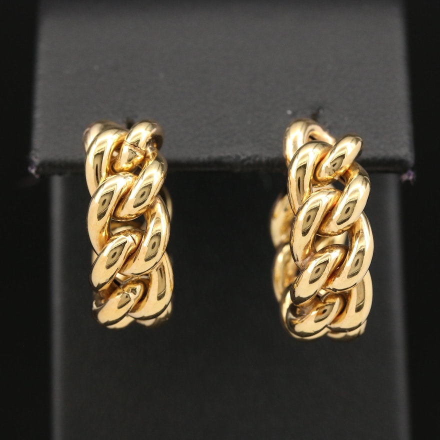 14K Curb Link J Hoop Earrings