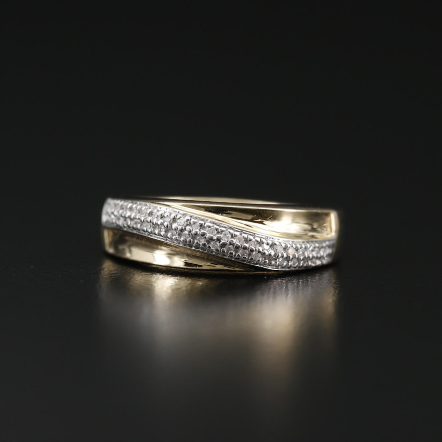 14K Diamond Band with Stripe Detail