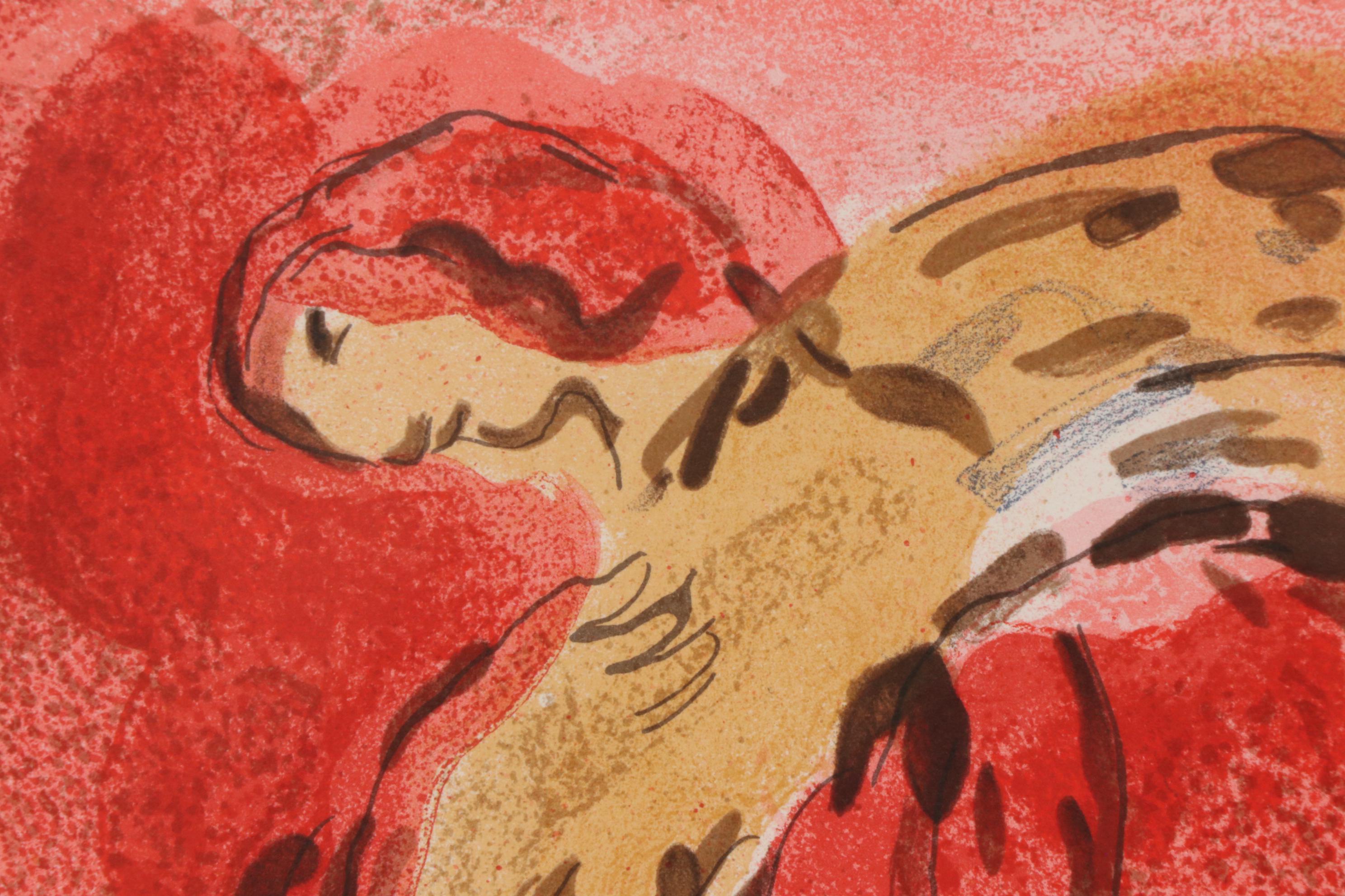 Marc Chagall Color Lithograph "Ruth Gleaning" for "Verve", 1960