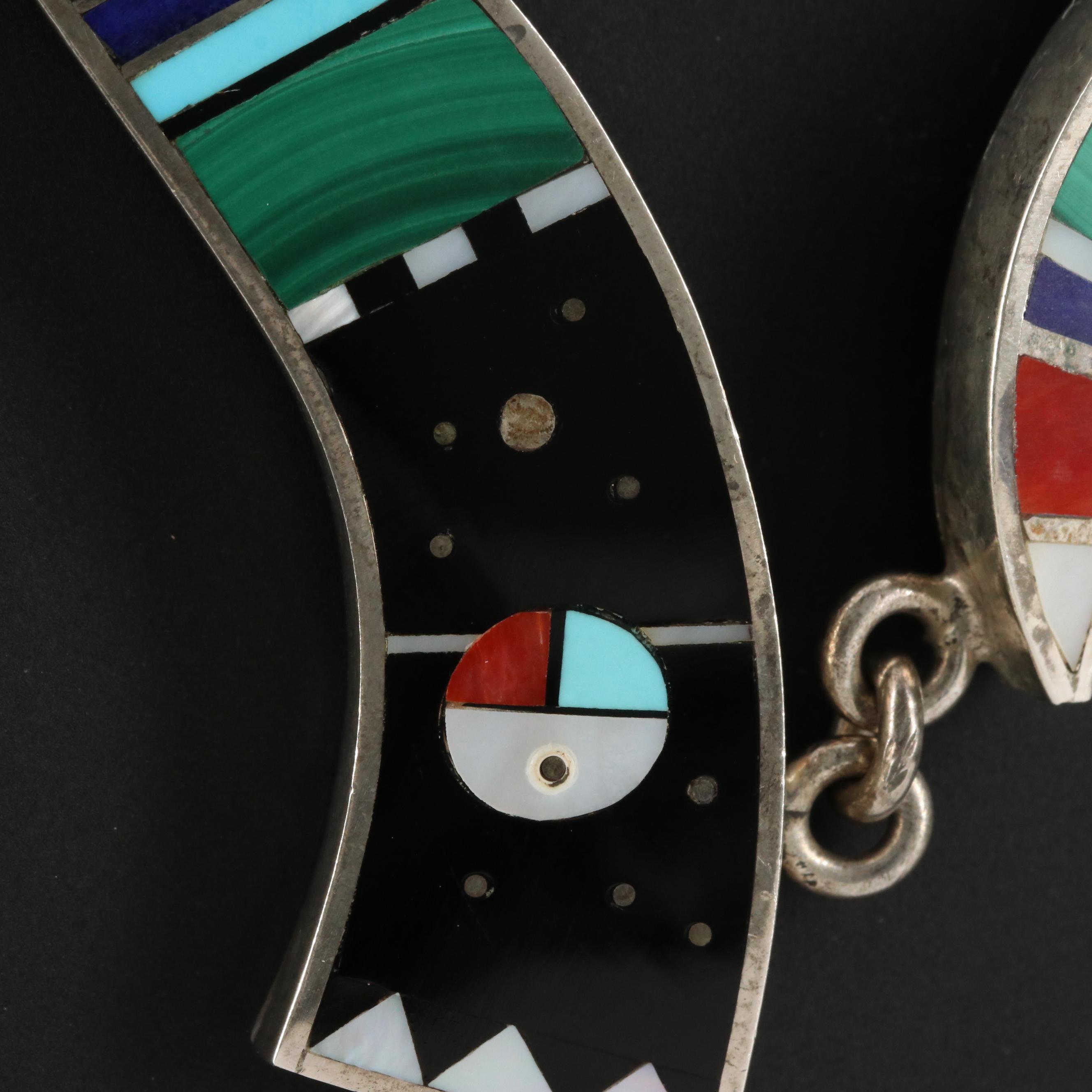 Harold Smith Navajo Diné Sterling Inlay Necklace