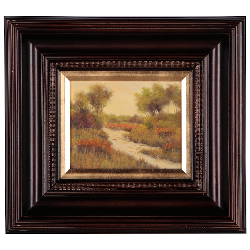 Spring Landscape with Stream Oil Painting, 21st Century