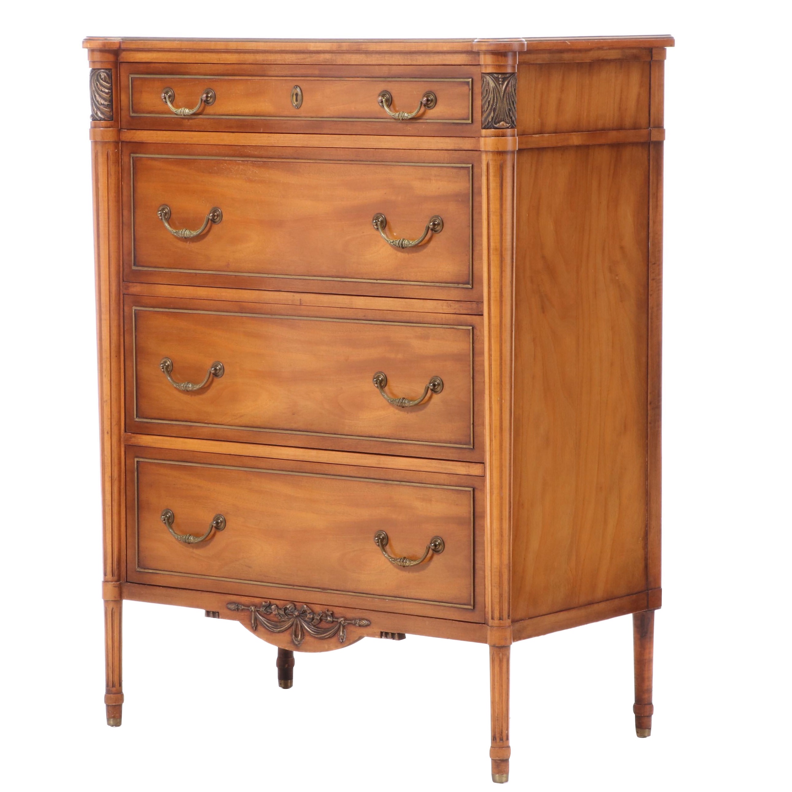 Saginaw Furniture Shops Federal Style Walnut-Veneered & Stained Chest of Drawers