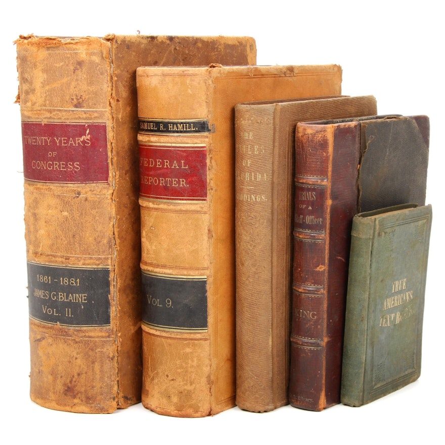 Leather Bound Law, Politics, and Reference Books, Mid to Late 19th Century