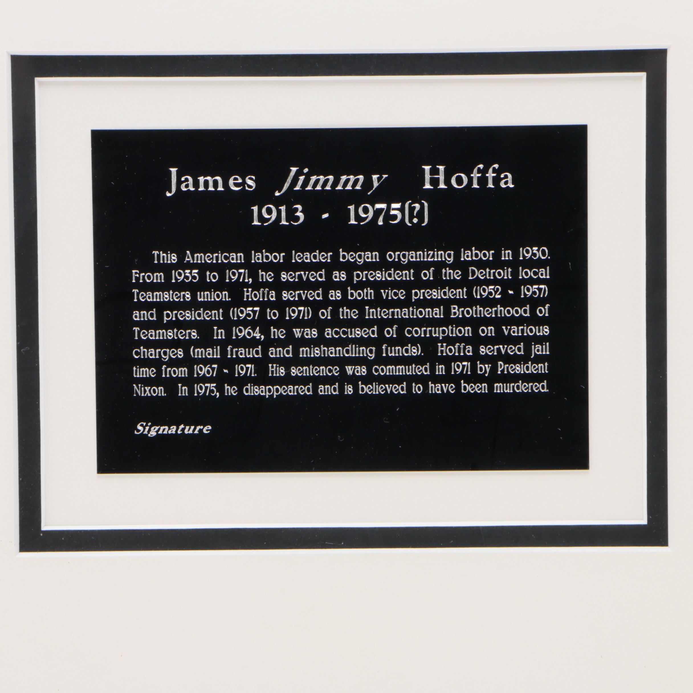 Jimmy Hoffa Cut Signature Display, Visual COA