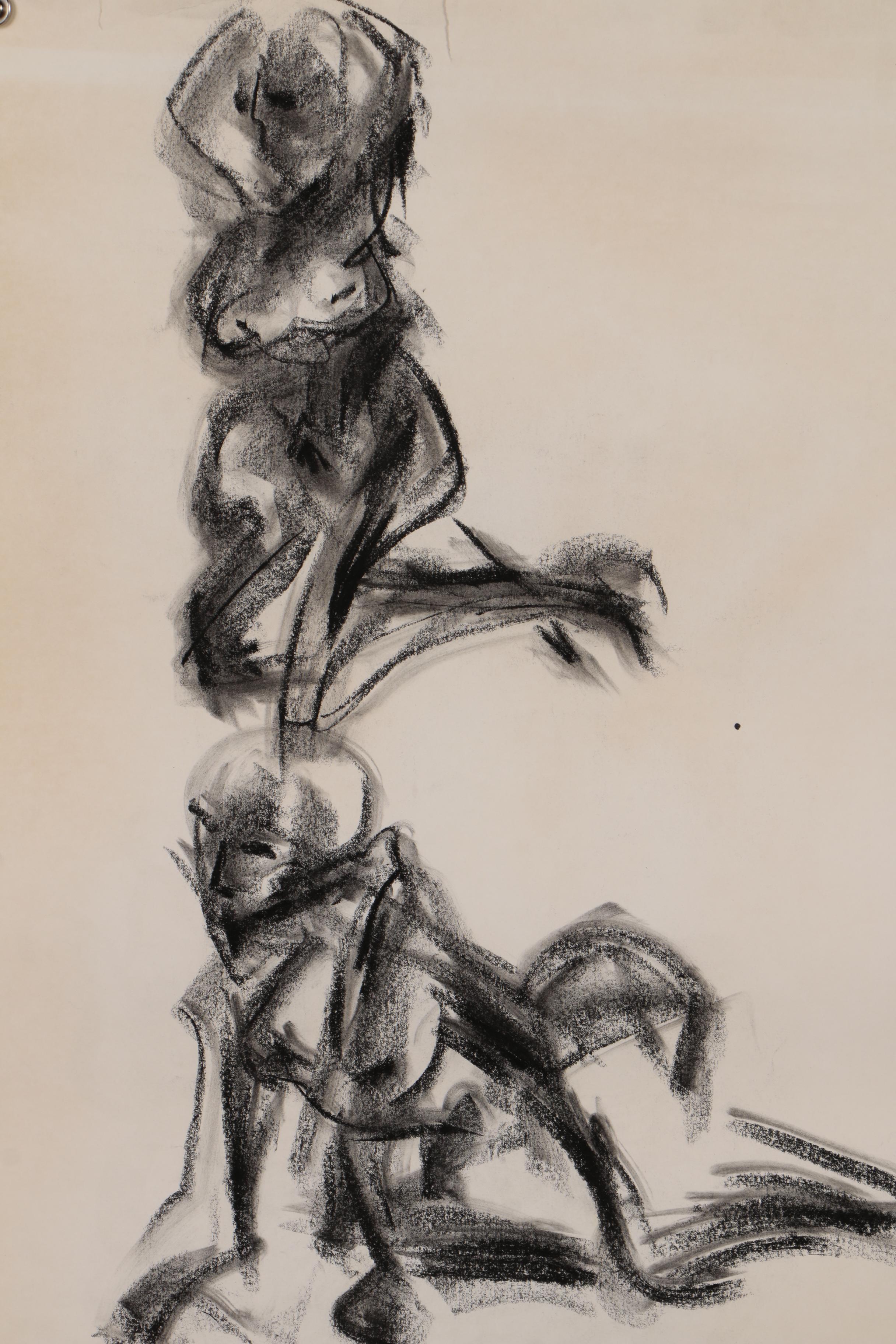 Esther Liu Charcoal Figure Drawings, circa 1979