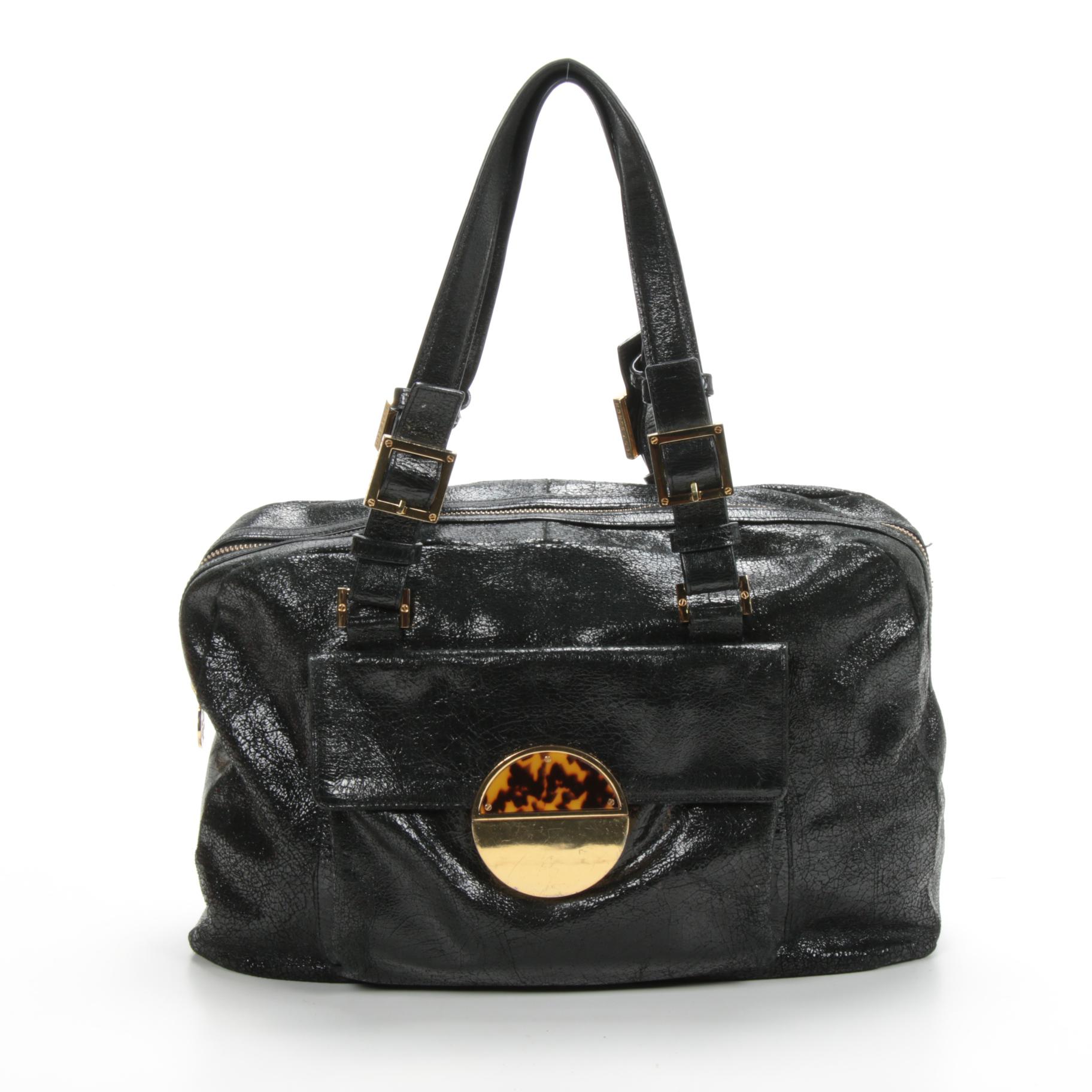 Tory Burch Satchel in Black Textured Leather