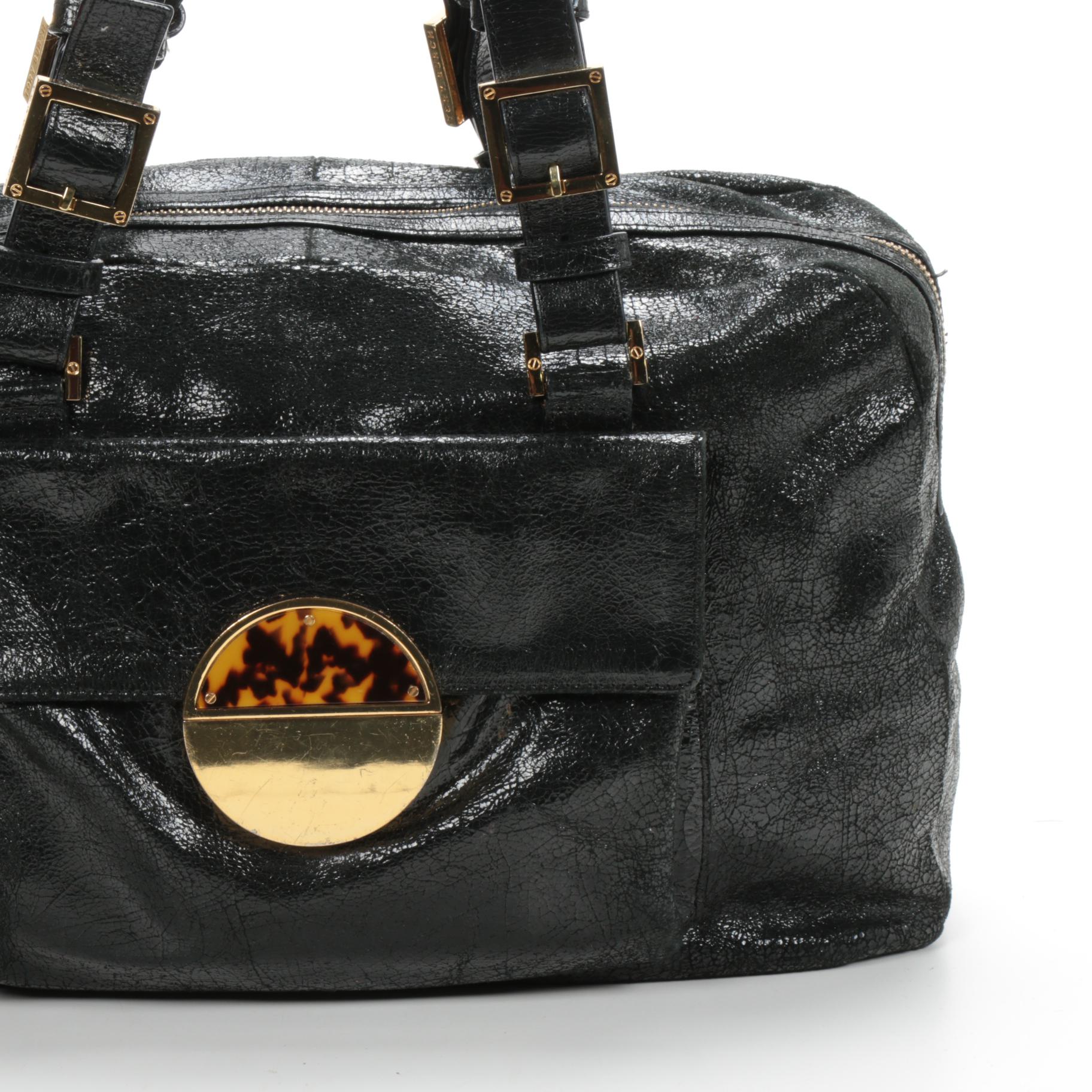 Tory Burch Satchel in Black Textured Leather