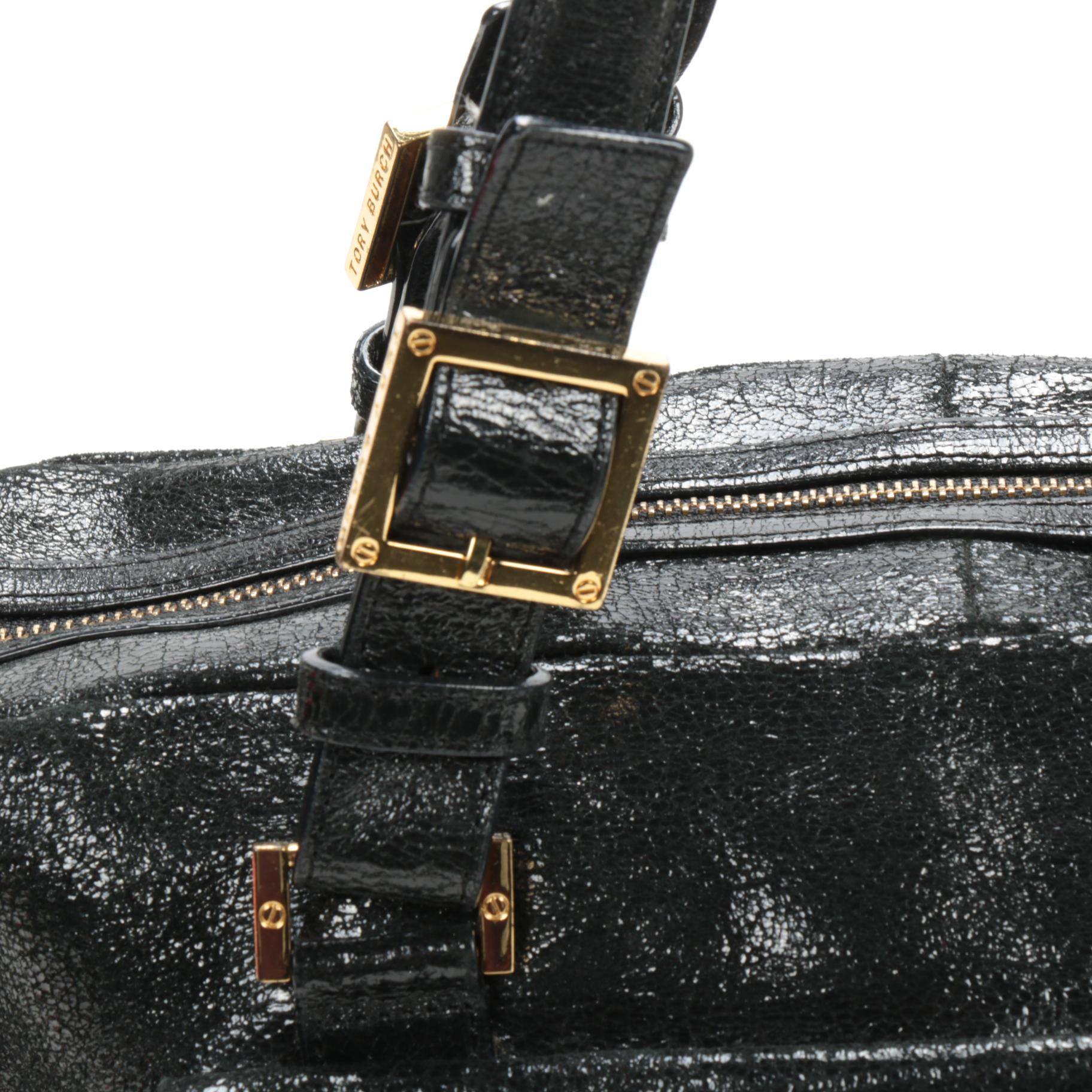 Tory Burch Satchel in Black Textured Leather