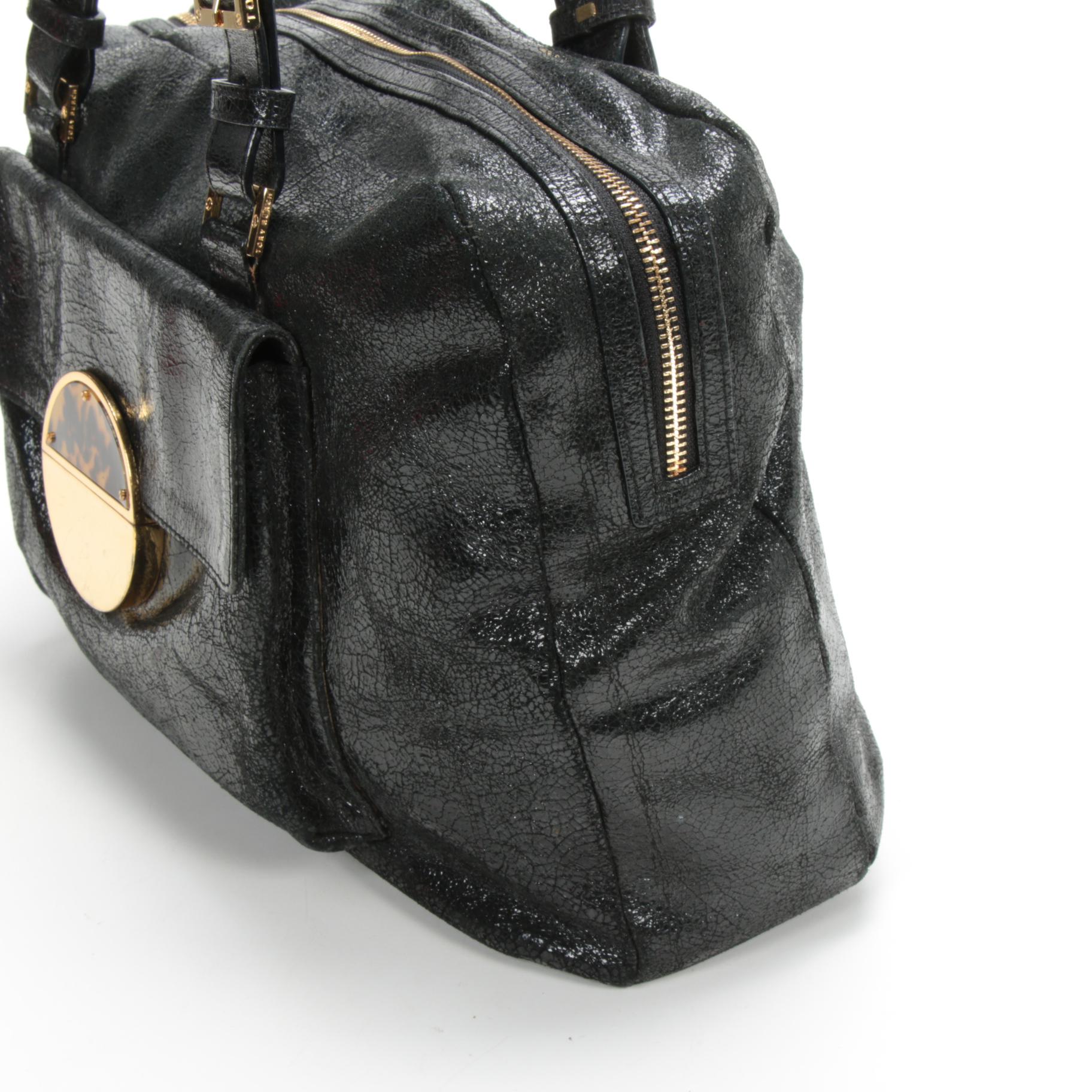Tory Burch Satchel in Black Textured Leather