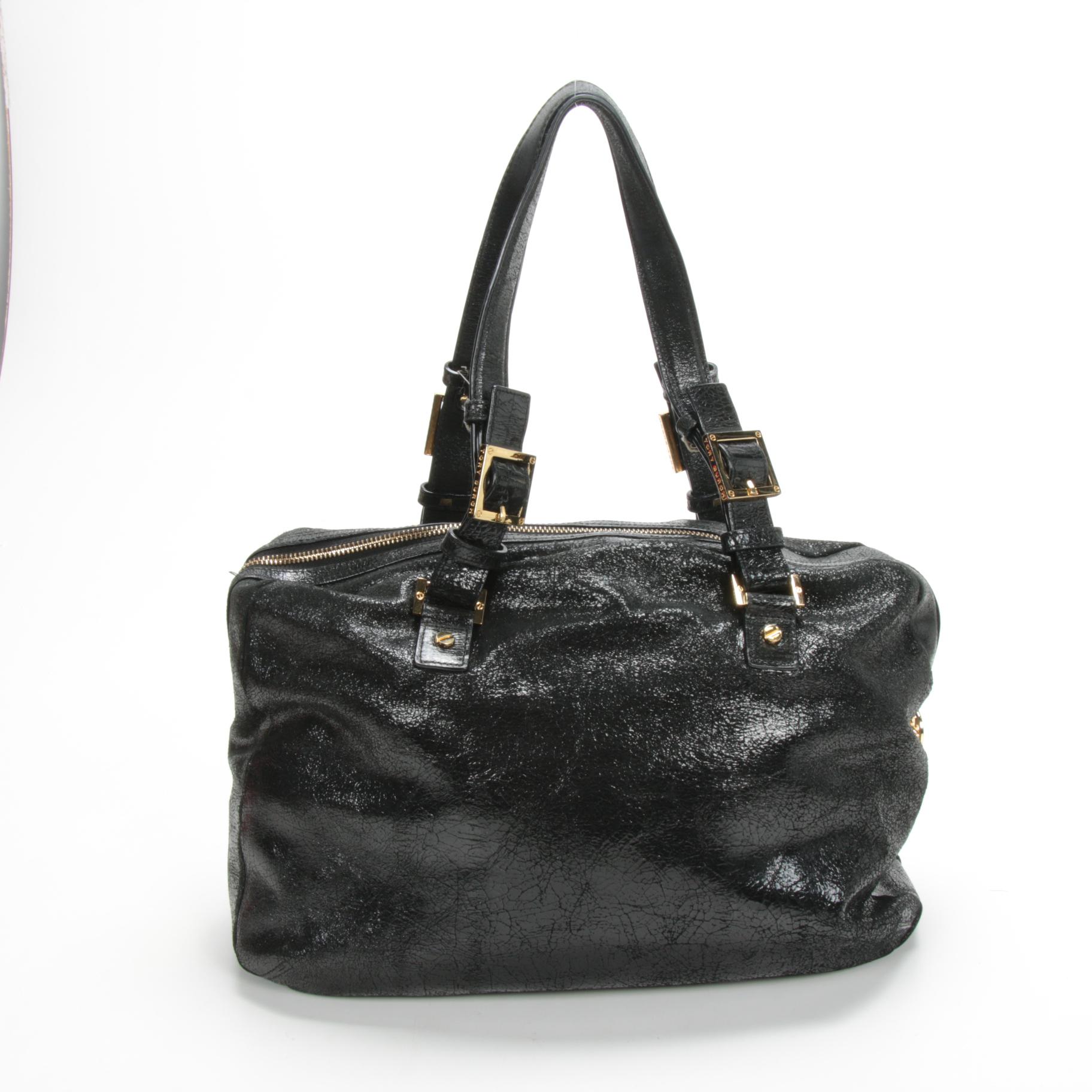 Tory Burch Satchel in Black Textured Leather