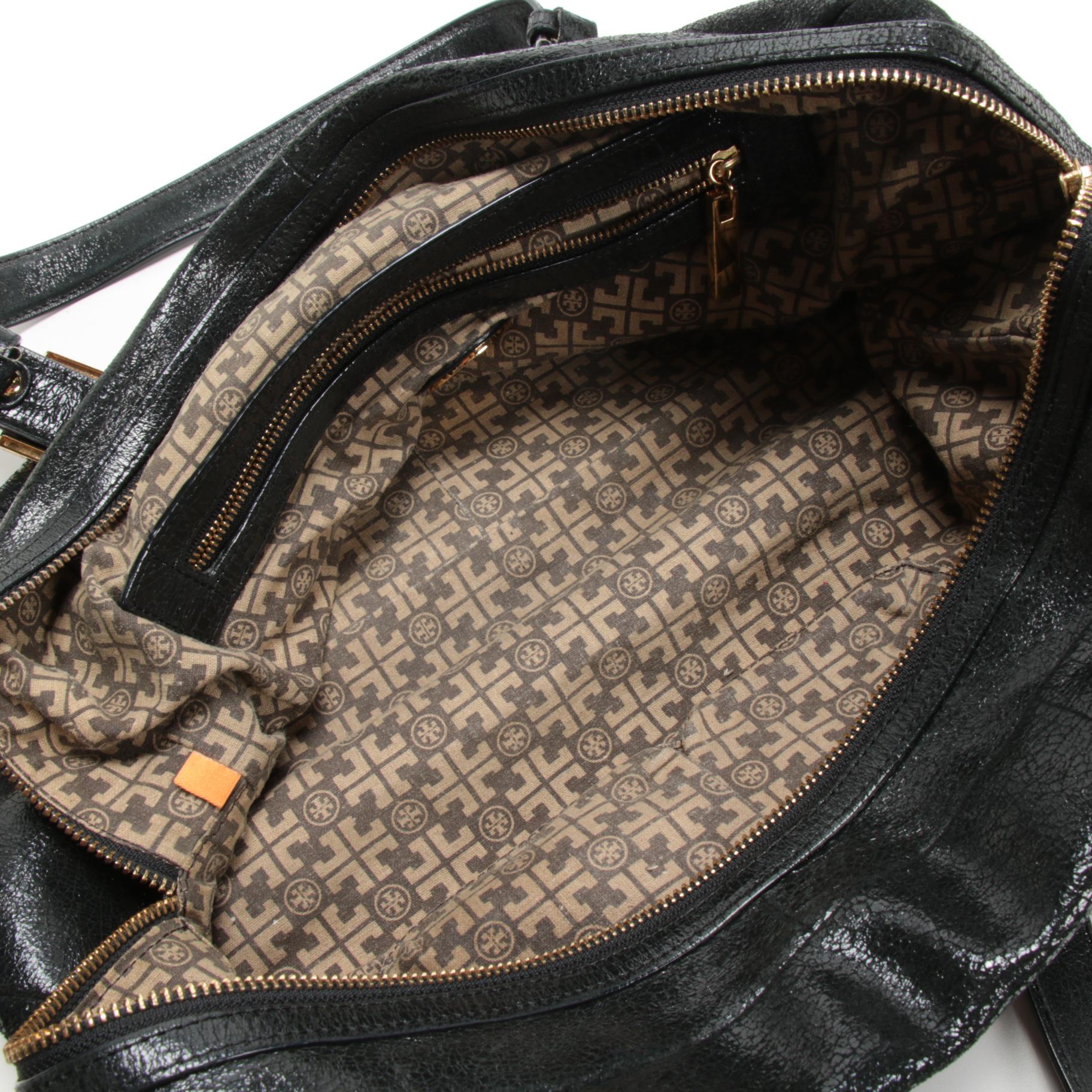 Tory Burch Satchel in Black Textured Leather