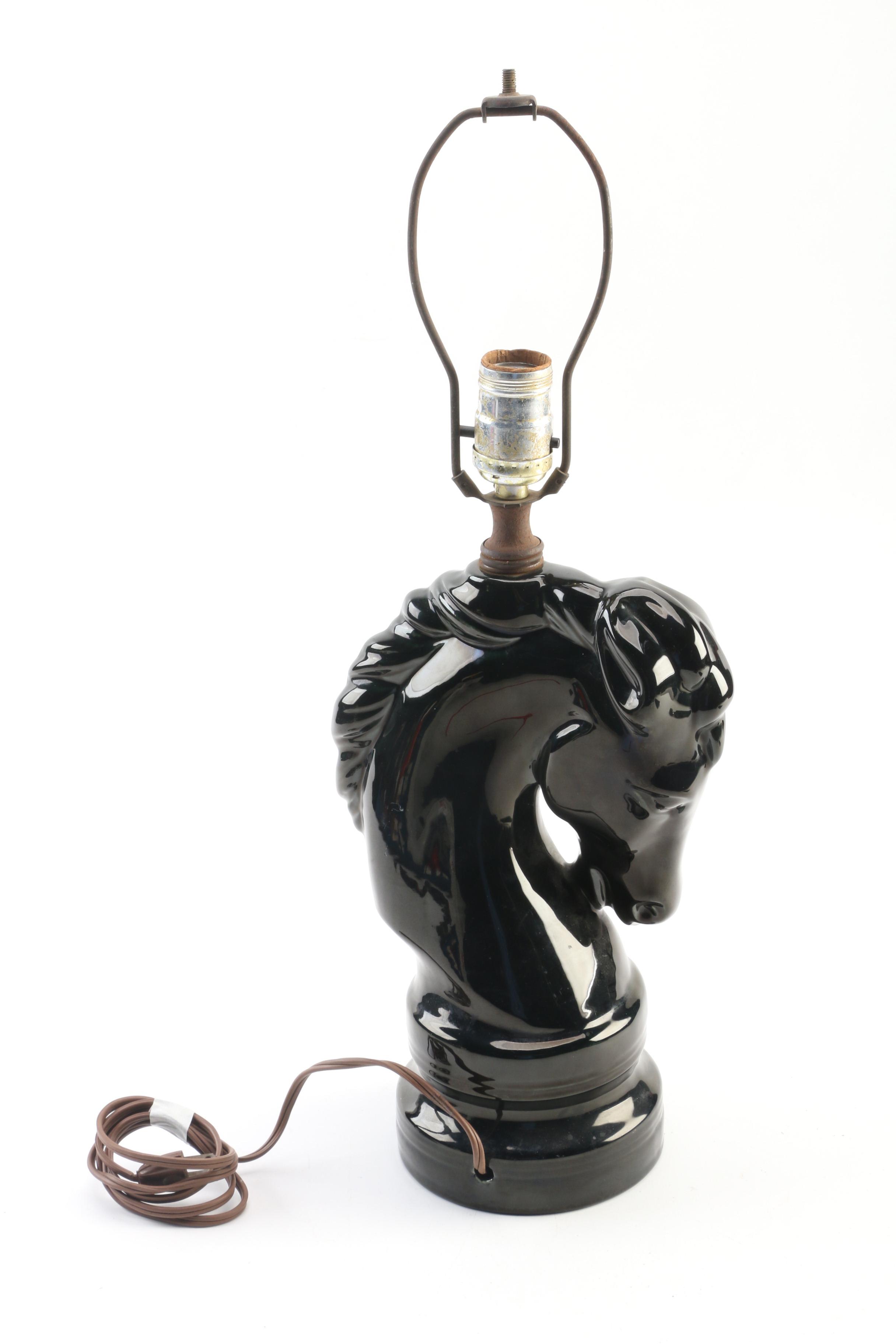 Vintage Figural Ceramic Horse Table Lamp