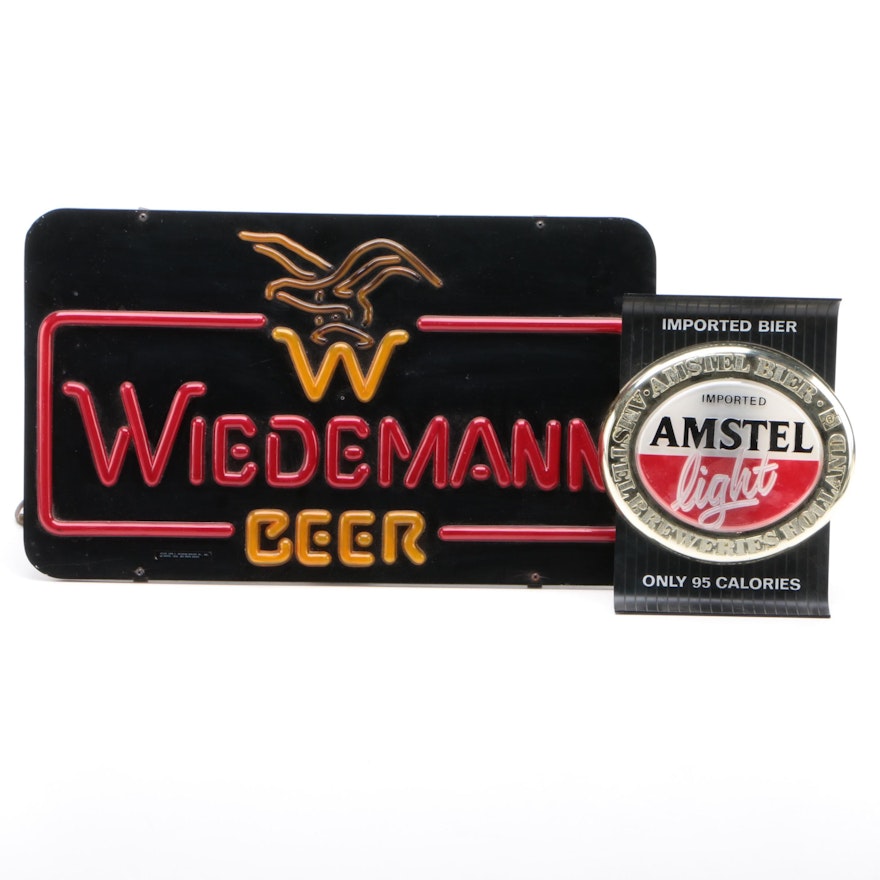 "Wiedemann Beer" Illuminated and Amstel Light Advertising Signs