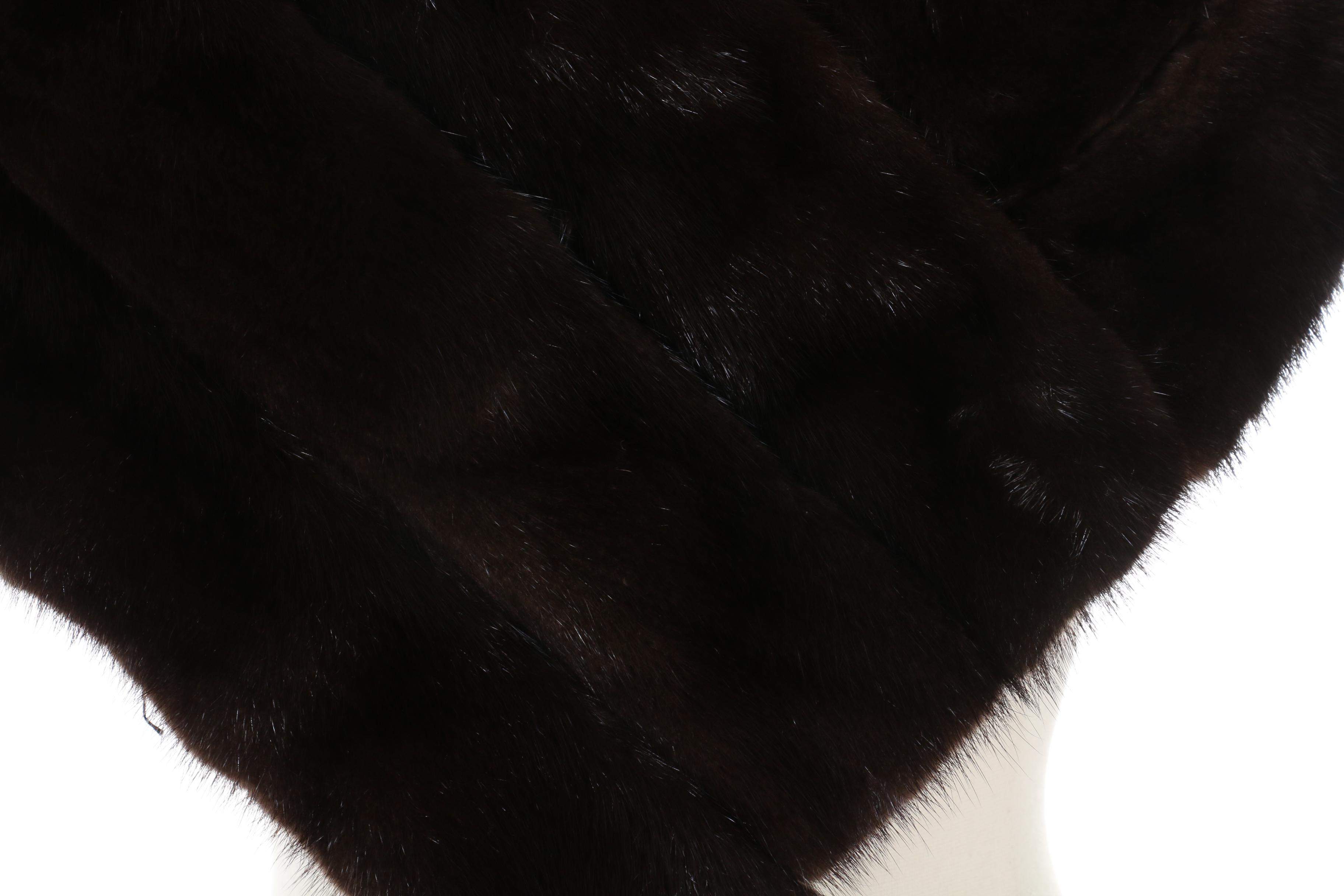 Dark Mahogany Mink Fur Shoulder Wrap Stole by Jacques Ferber, Vintage