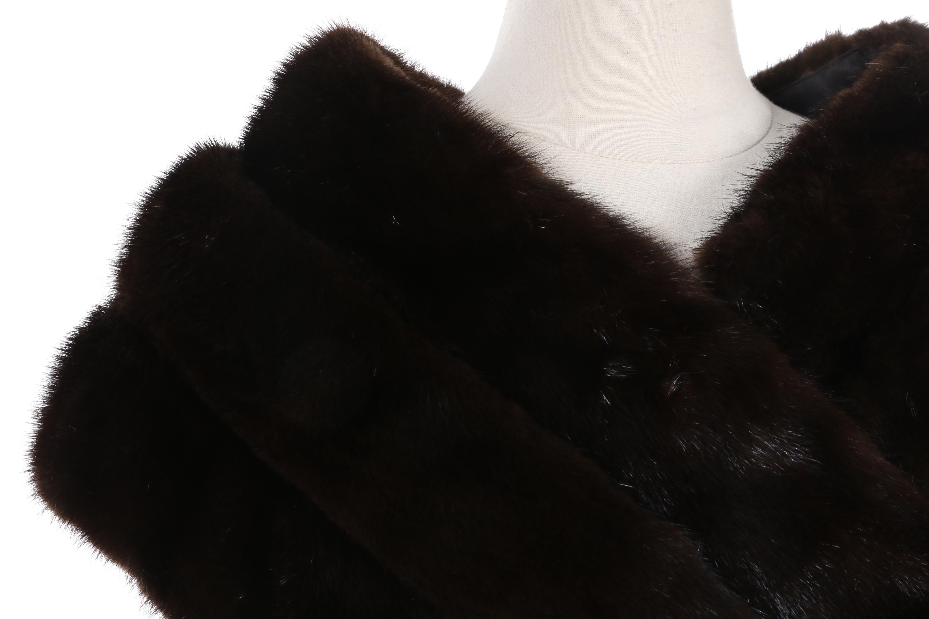 Dark Mahogany Mink Fur Shoulder Wrap Stole by Jacques Ferber, Vintage