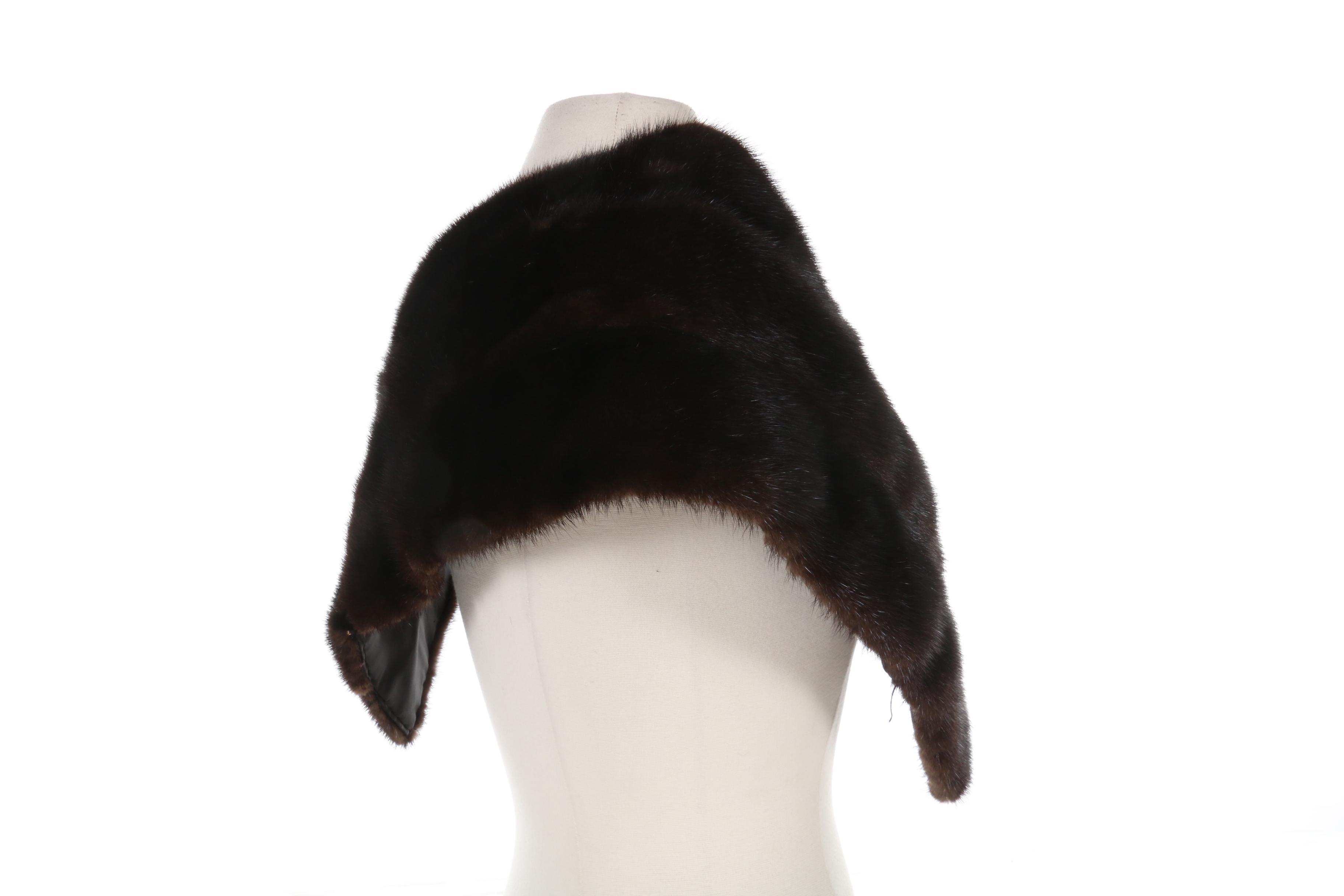 Dark Mahogany Mink Fur Shoulder Wrap Stole by Jacques Ferber, Vintage