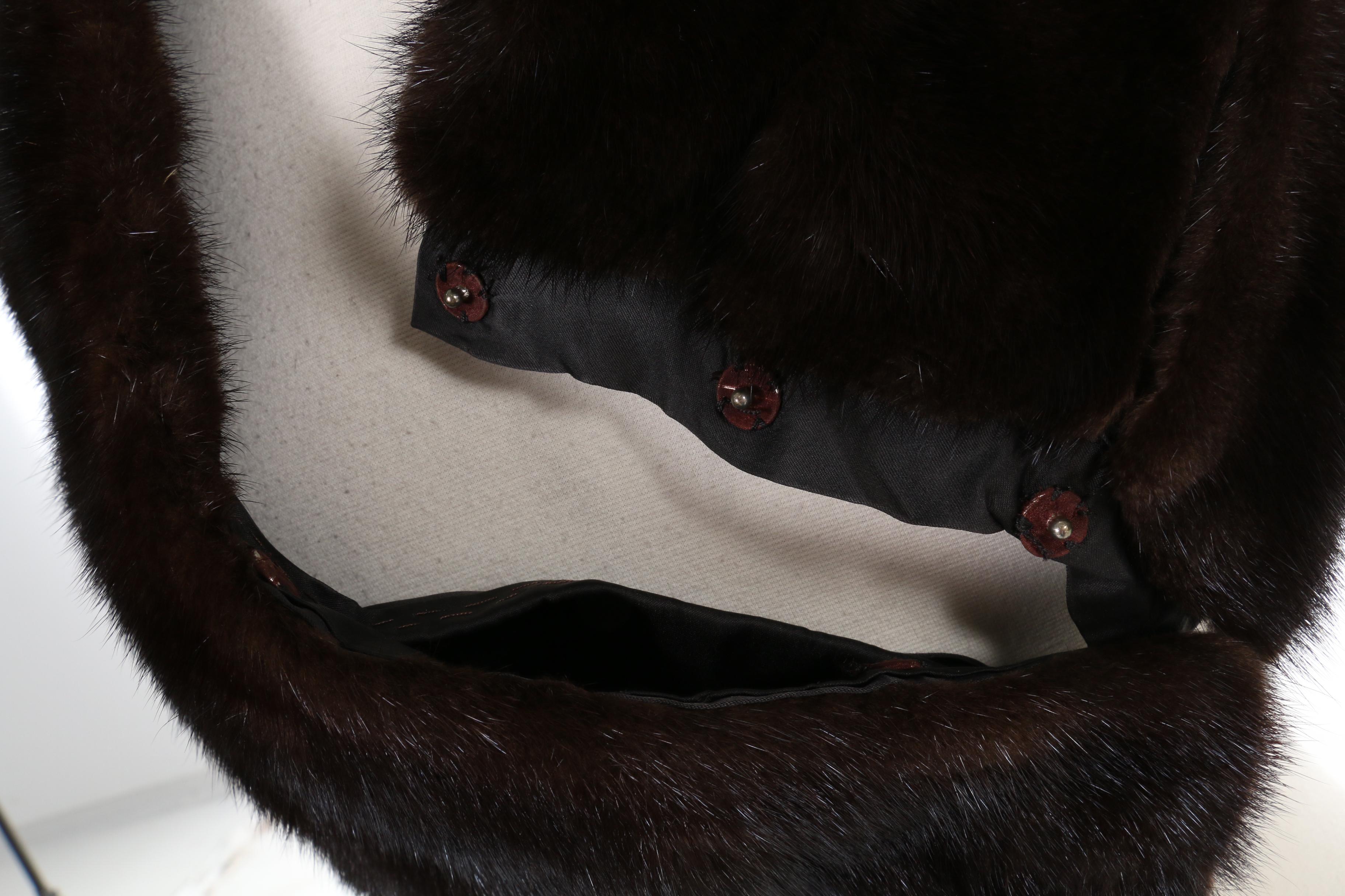 Dark Mahogany Mink Fur Shoulder Wrap Stole by Jacques Ferber, Vintage