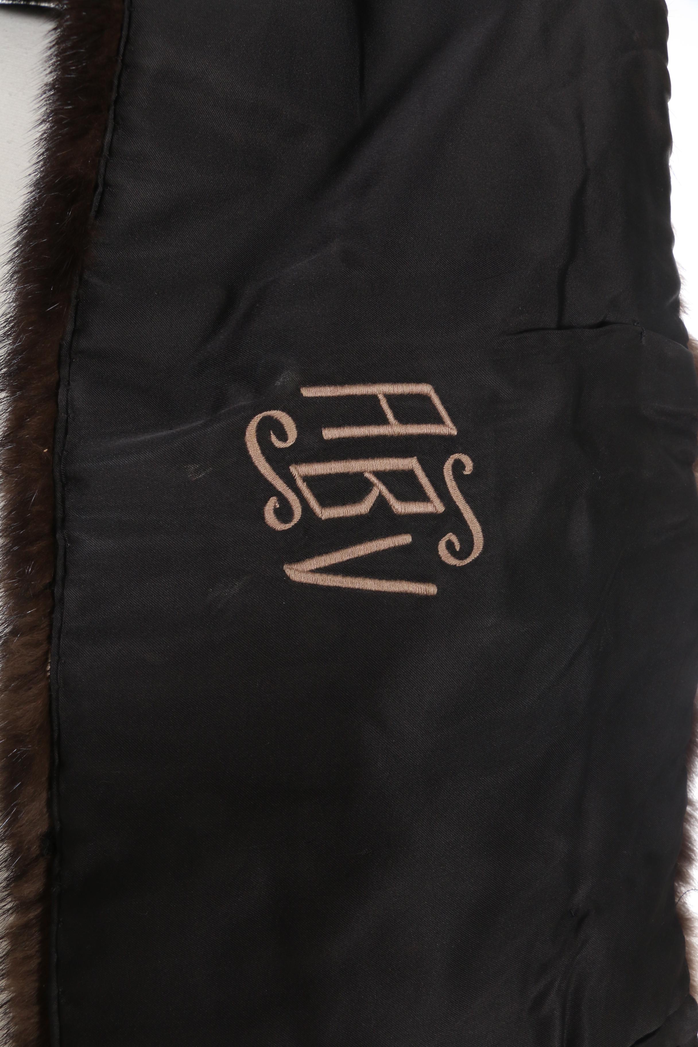 Dark Mahogany Mink Fur Shoulder Wrap Stole by Jacques Ferber, Vintage