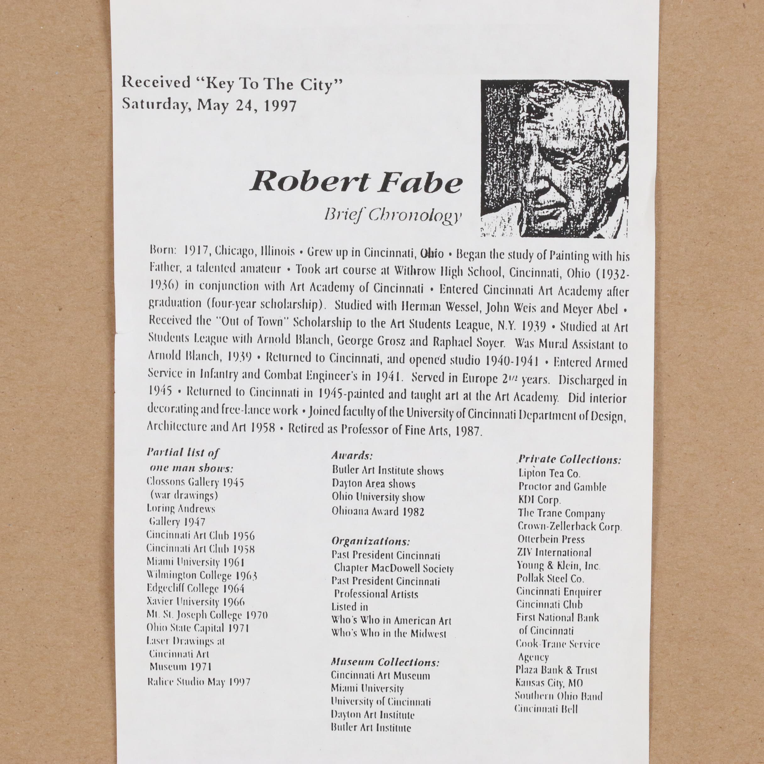 Robert Fabe Ink Portrait of a Woman, Mid-Late 20th Century