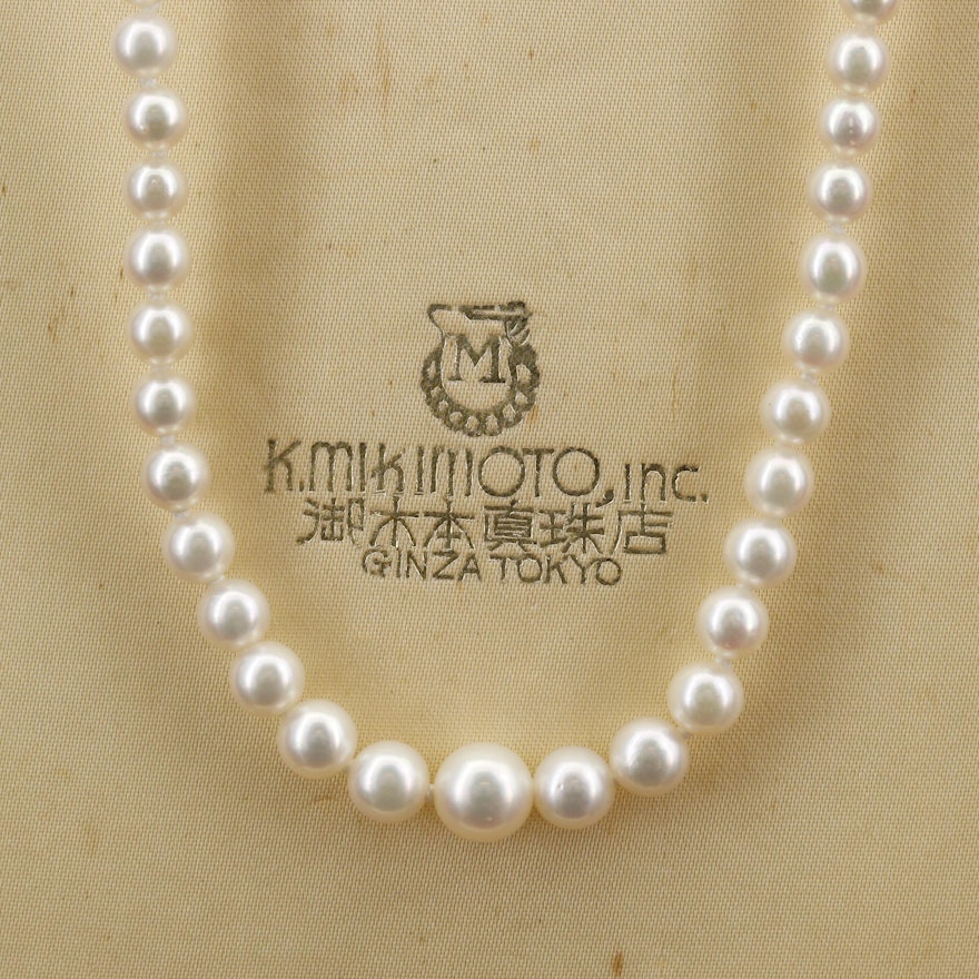 Vintage Mikimoto Graduated Pearl Necklace