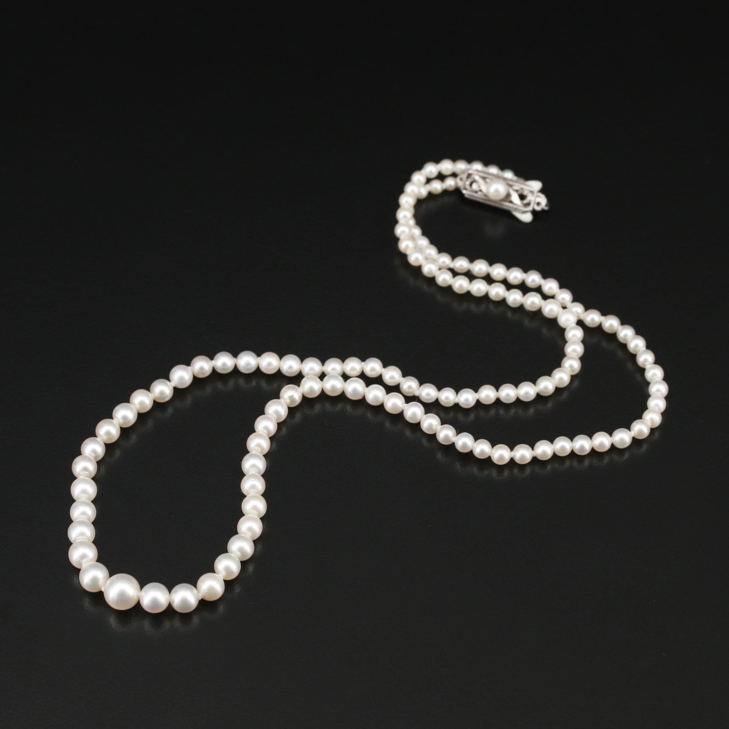Vintage Mikimoto Graduated Pearl Necklace