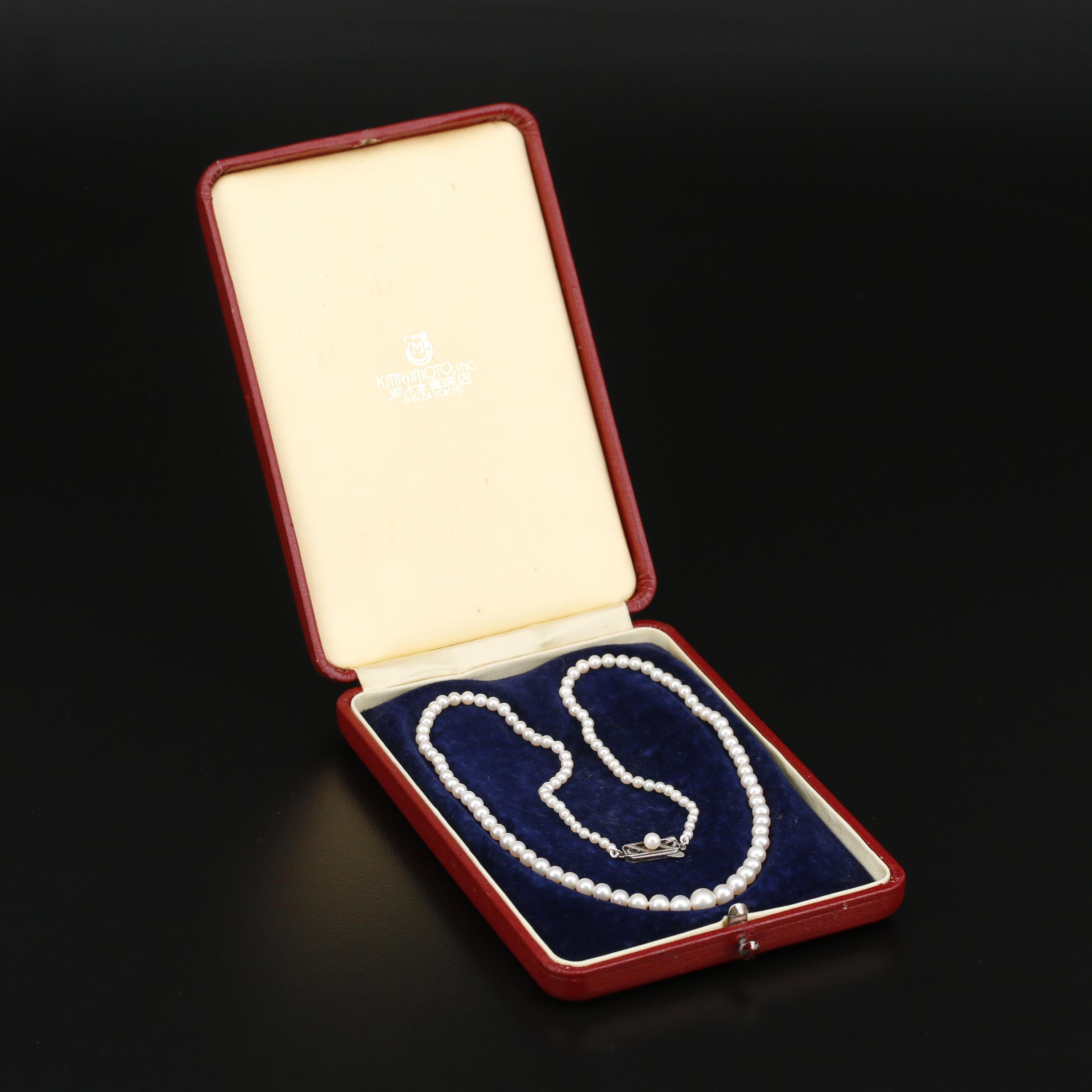 Vintage Mikimoto Graduated Pearl Necklace