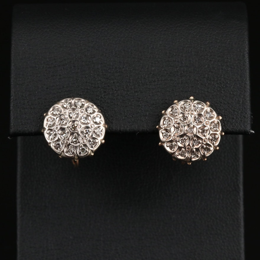 Vintage 14K Diamond Cluster Earrings