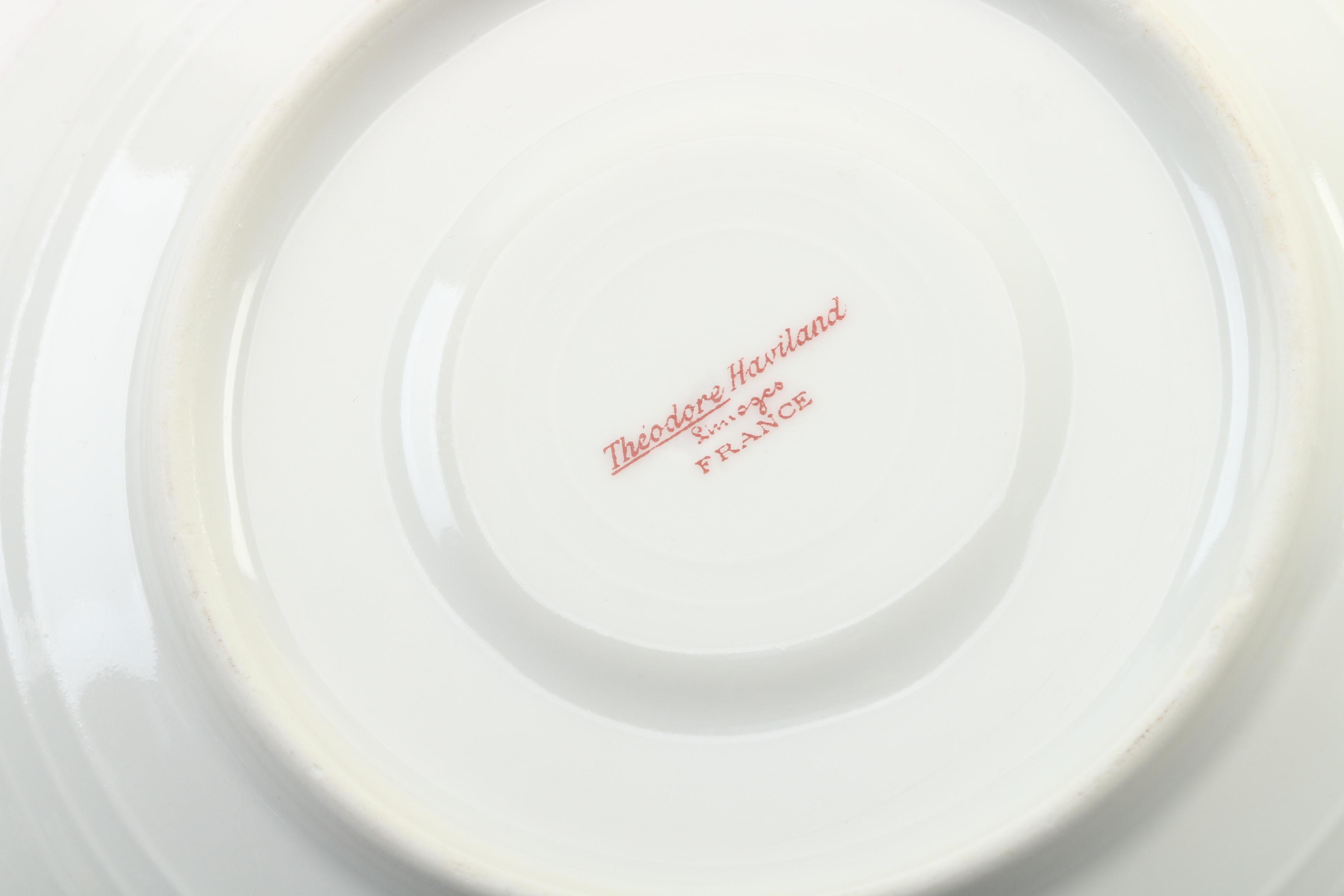 Theodore Haviland Porcelain Double Handle Teacups and Saucers