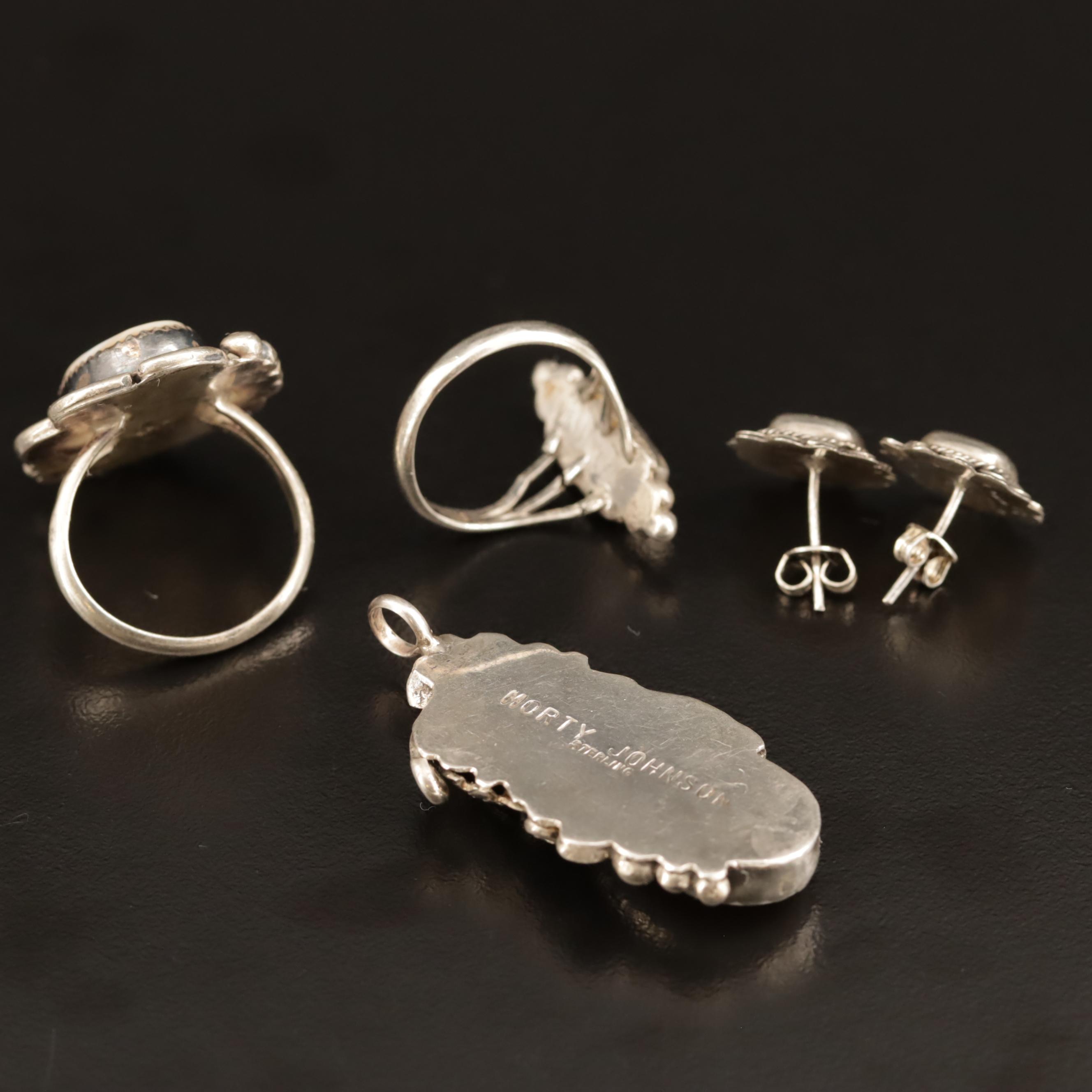Western Style Jewelry Assortment Featuring Navajo Morty Johnson Pendant