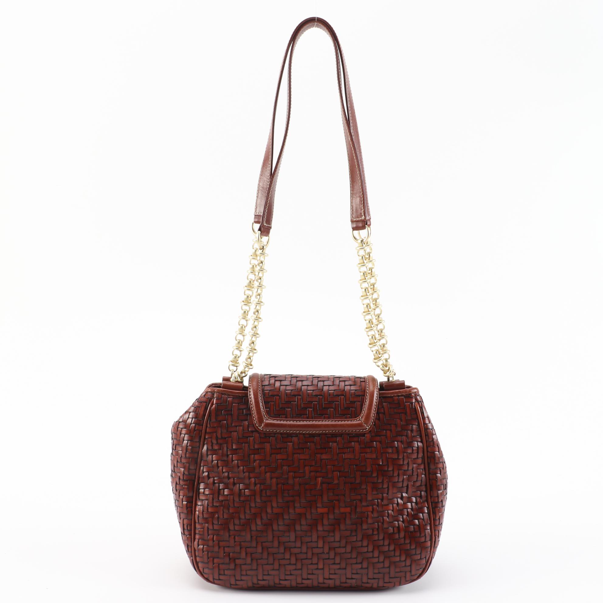 Barry Kieselstein-Cord Woven Leather Shoulder Bag with Frog and Lady Bug Clasp