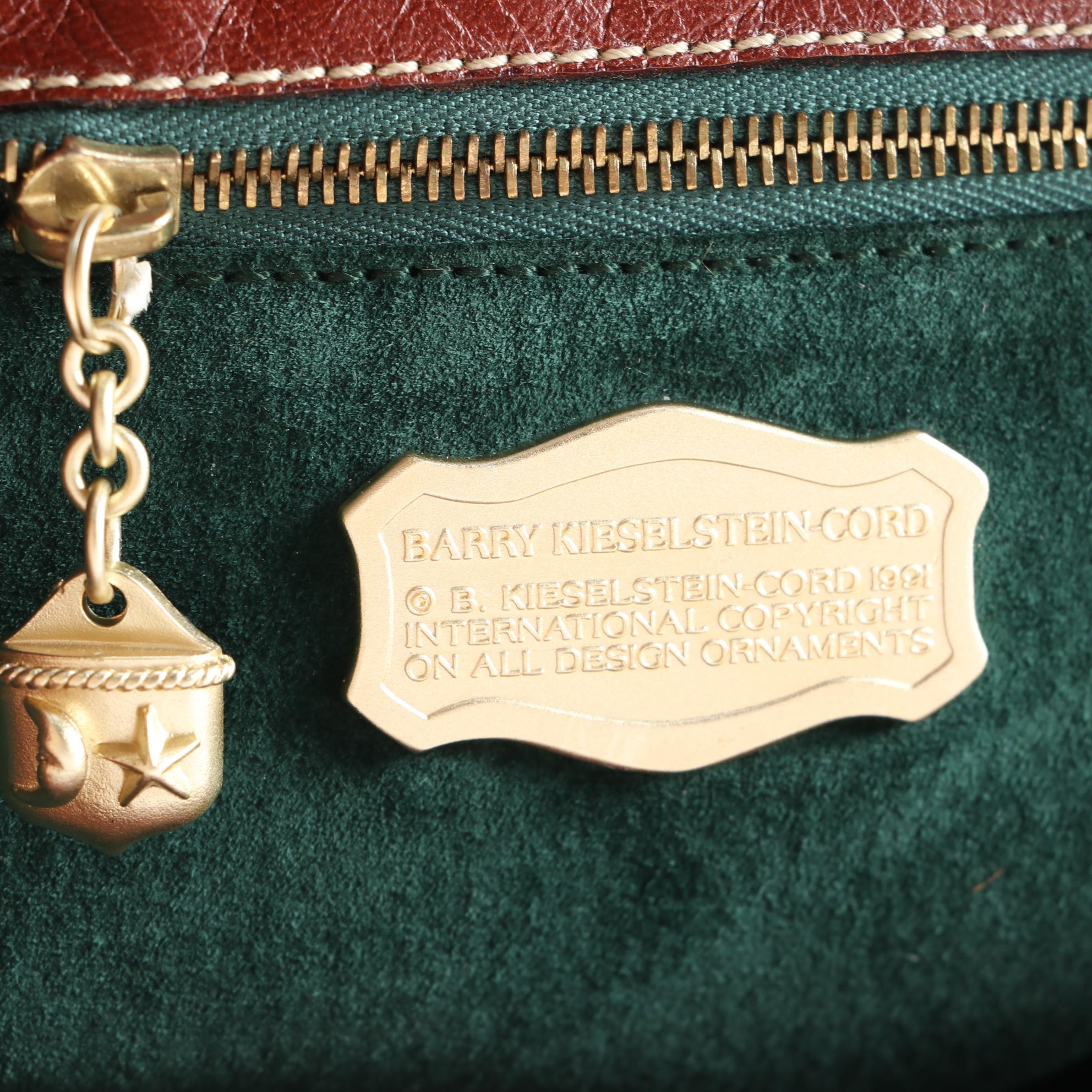 Barry Kieselstein-Cord Woven Leather Shoulder Bag with Frog and Lady Bug Clasp