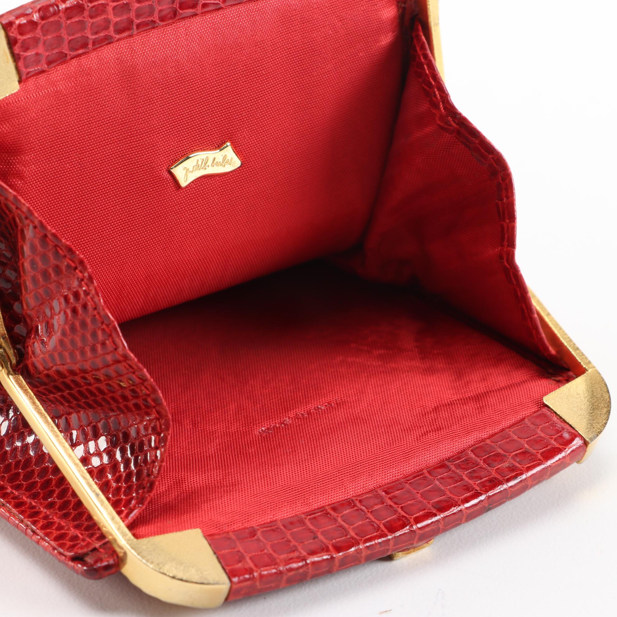 Judith Leiber Red Lizard Skin Cigarette Case, Vintage