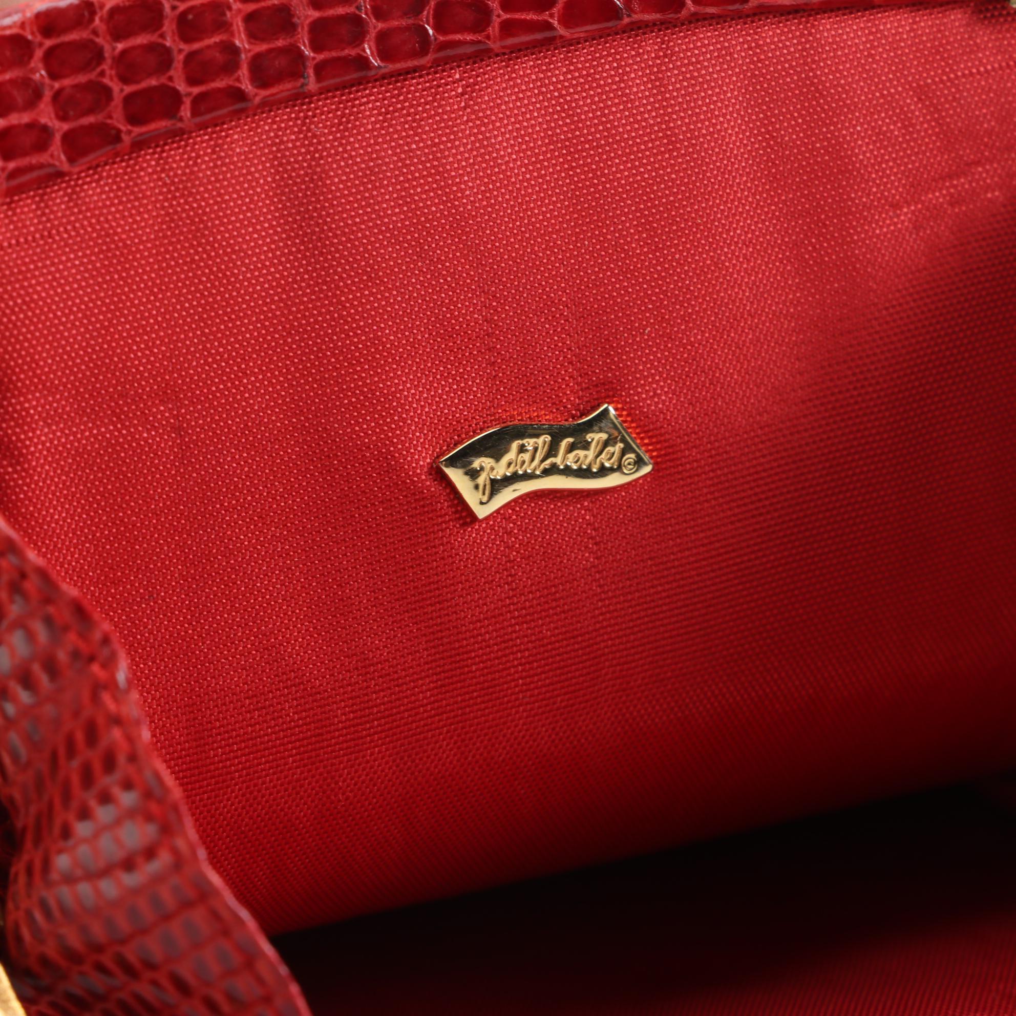Judith Leiber Red Lizard Skin Cigarette Case, Vintage