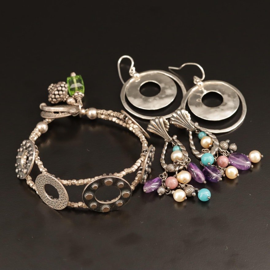 Sterling Bracelet and Earrings Featuring Carolyn Pollack for Relios