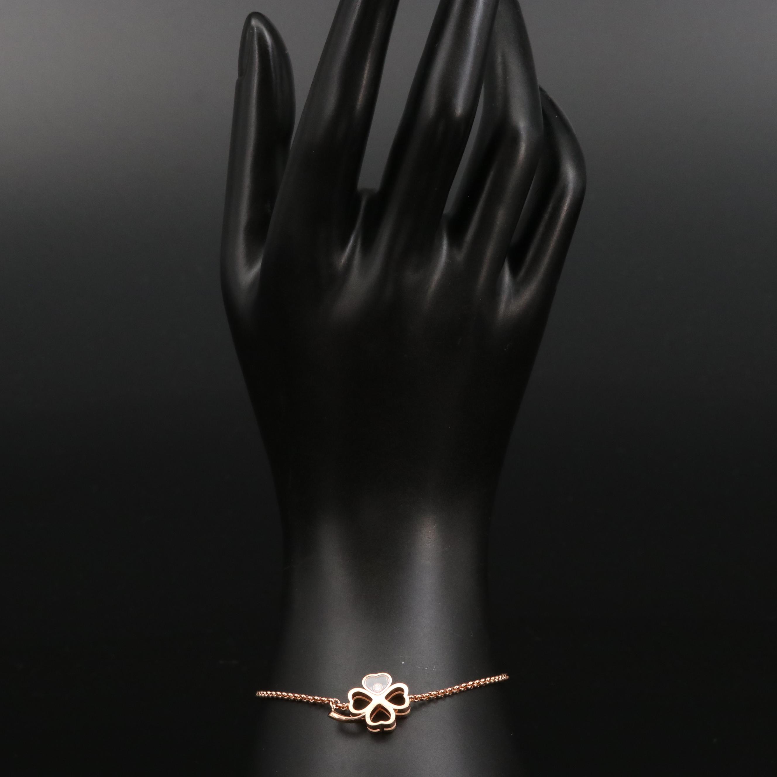 Chopard 18K Rose Gold Floating Diamond Clover Bracelet
