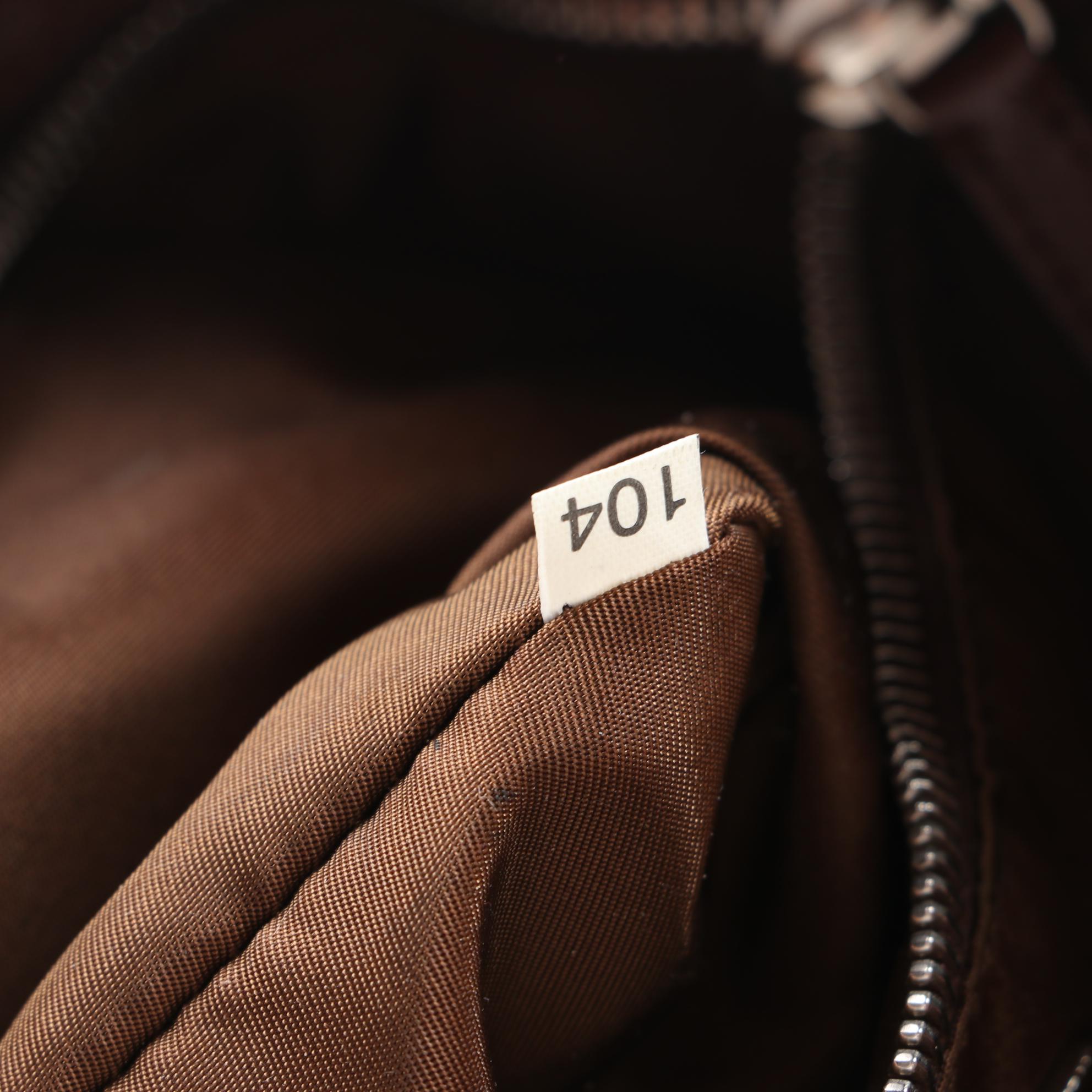 Prada Brown Nylon and Saffiano Leather Shoulder Bag with Contrast Stitching