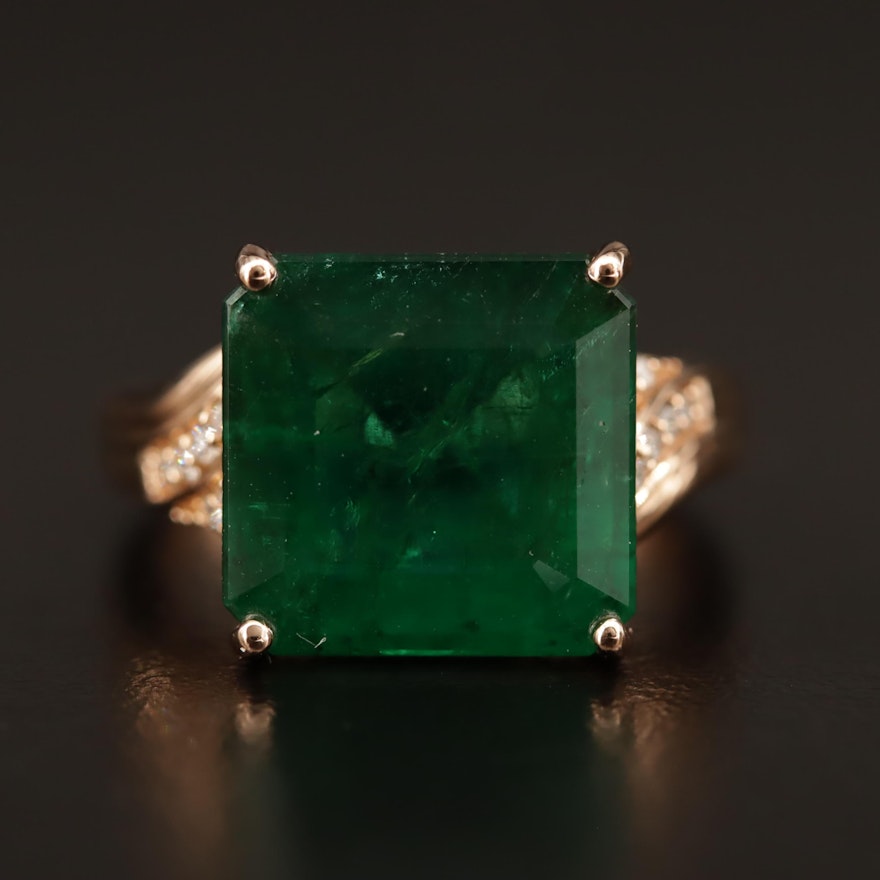 18K 7.92 CT Emerald and Diamond Ring