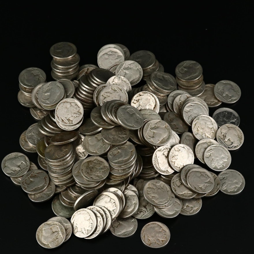 Two Hundred and Fifty Assorted Vintage Buffalo Nickels