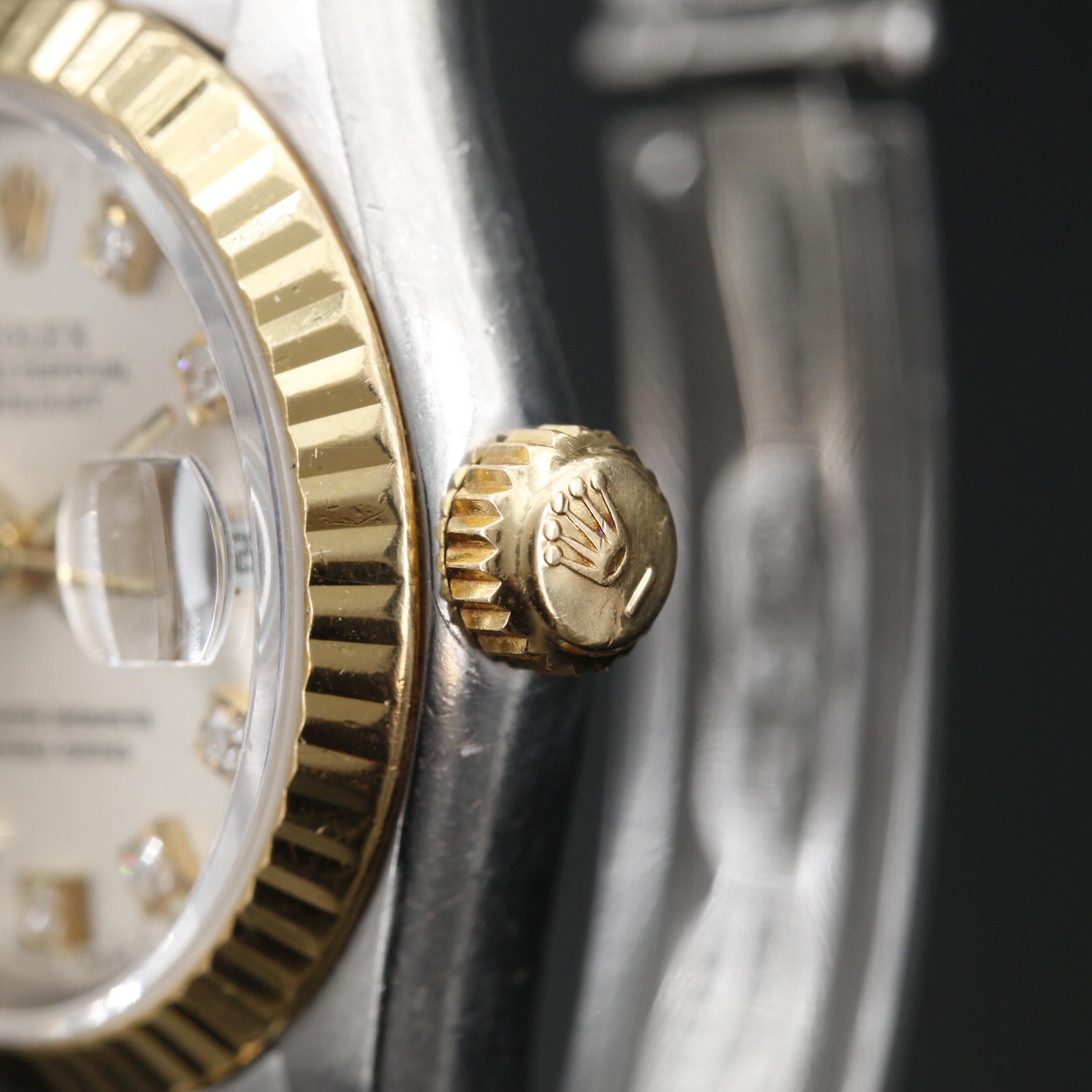 1994 Rolex Datejust 18K, Stainless Steel and Factory Diamond Dial Watch