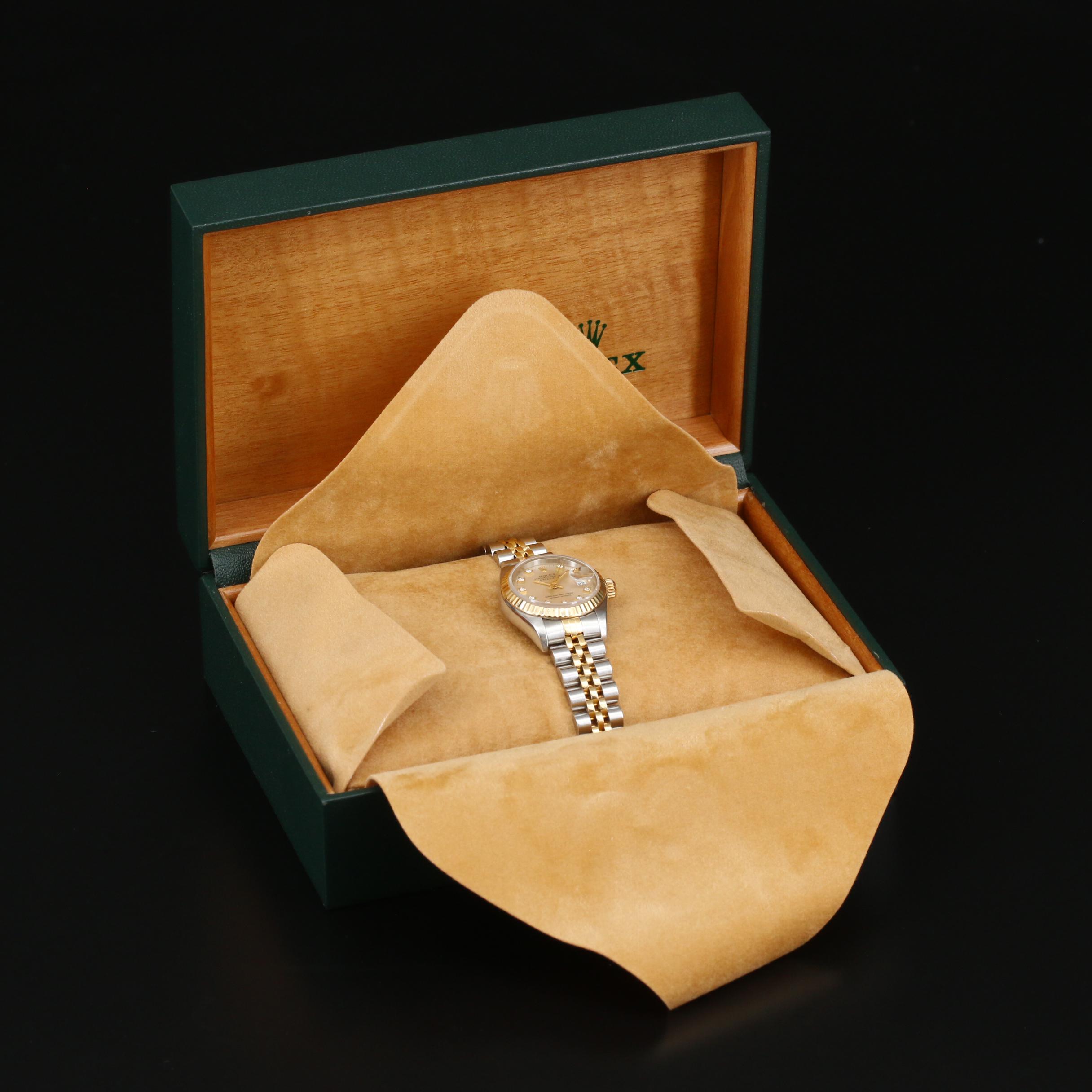 1994 Rolex Datejust 18K, Stainless Steel and Factory Diamond Dial Watch