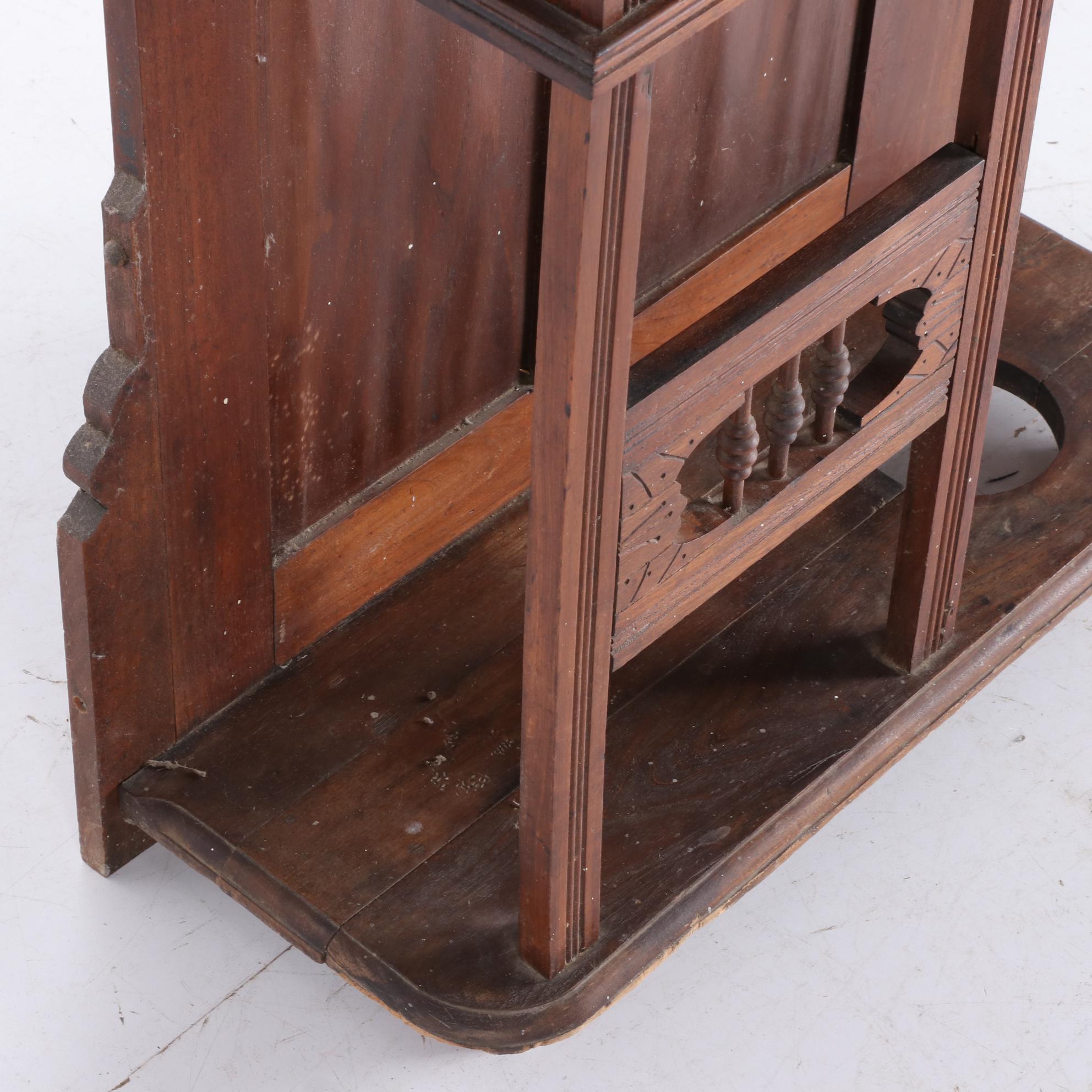 Victorian Eastlake Walnut Hall Tree, Late 19th Century