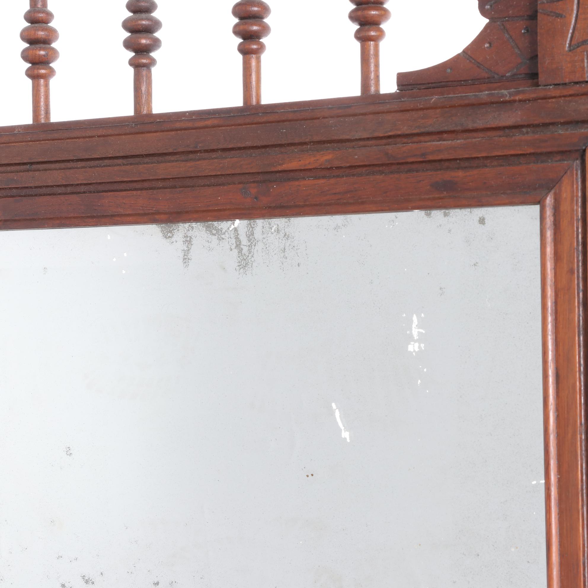 Victorian Eastlake Walnut Hall Tree, Late 19th Century