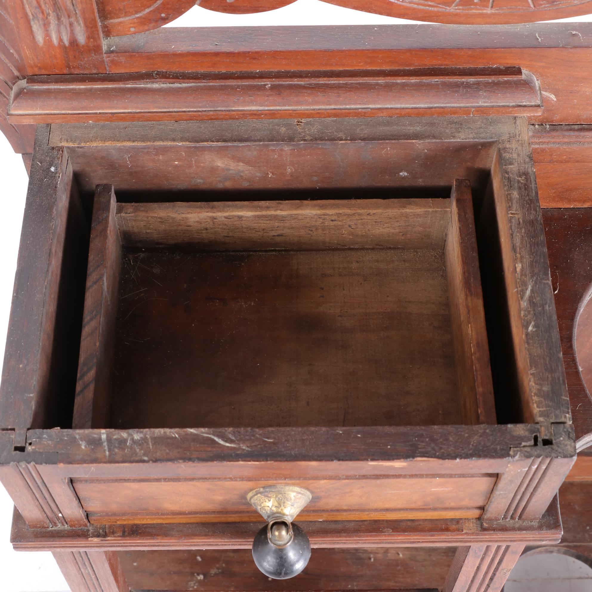 Victorian Eastlake Walnut Hall Tree, Late 19th Century