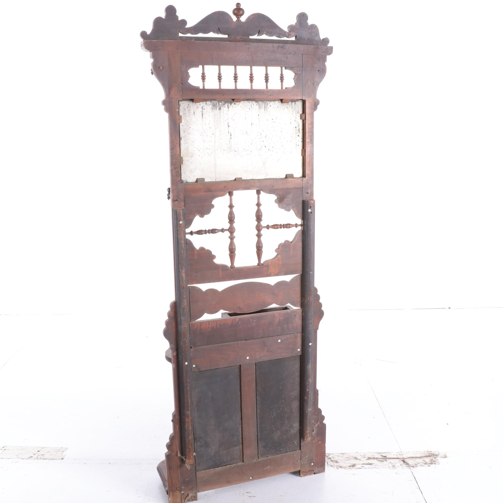 Victorian Eastlake Walnut Hall Tree, Late 19th Century