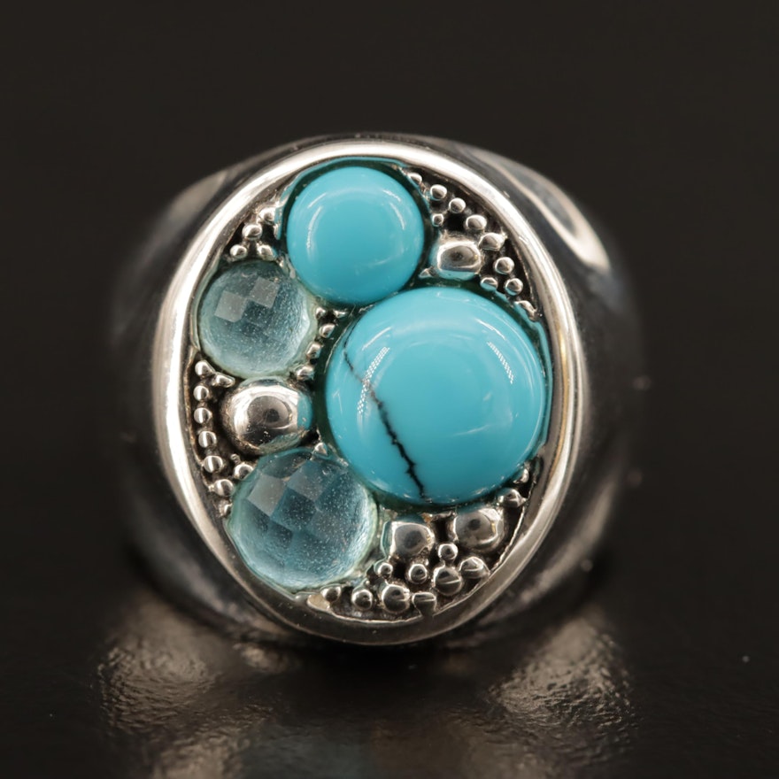 Michael Dawkins Sterling Turquoise and Topaz Ring